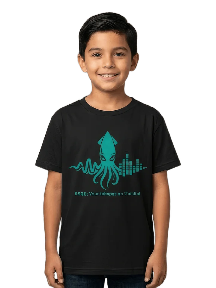 KSQD “Soundwave Squid” Youth Performance T-Shirt (Blue Squid) product image (1)