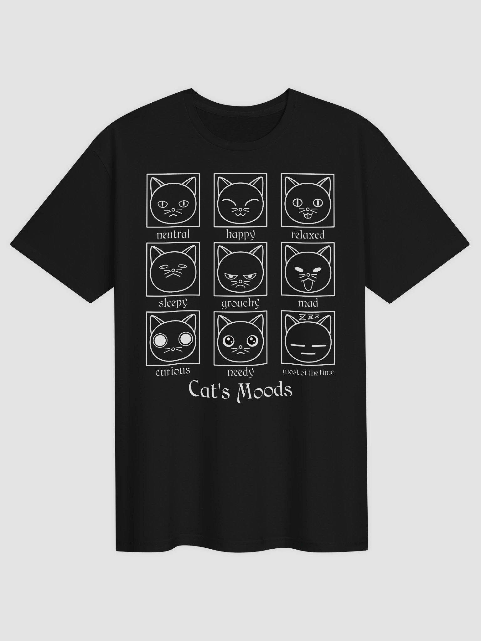 Cat's Moods (White Print) - Unisex Adult Super Soft Lightweight T-shirt product image (4)