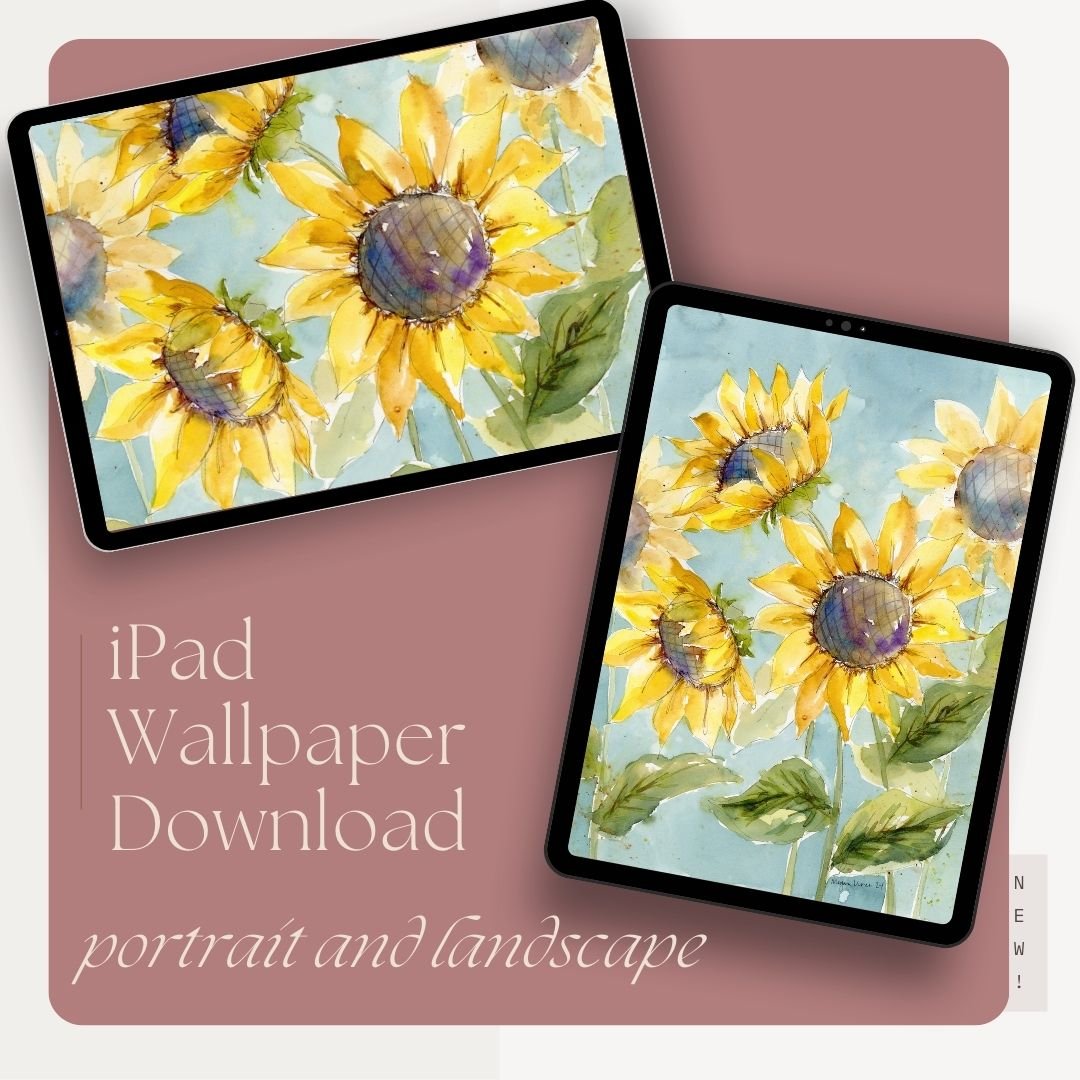 Sunflowers Watercolor Digital Wallpaper Bundle product image (2)
