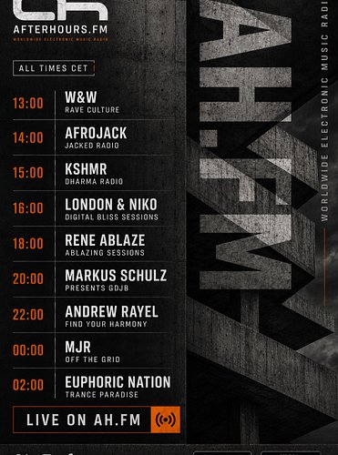 AH.FM is live all day with fresh sounds, powerful sets.