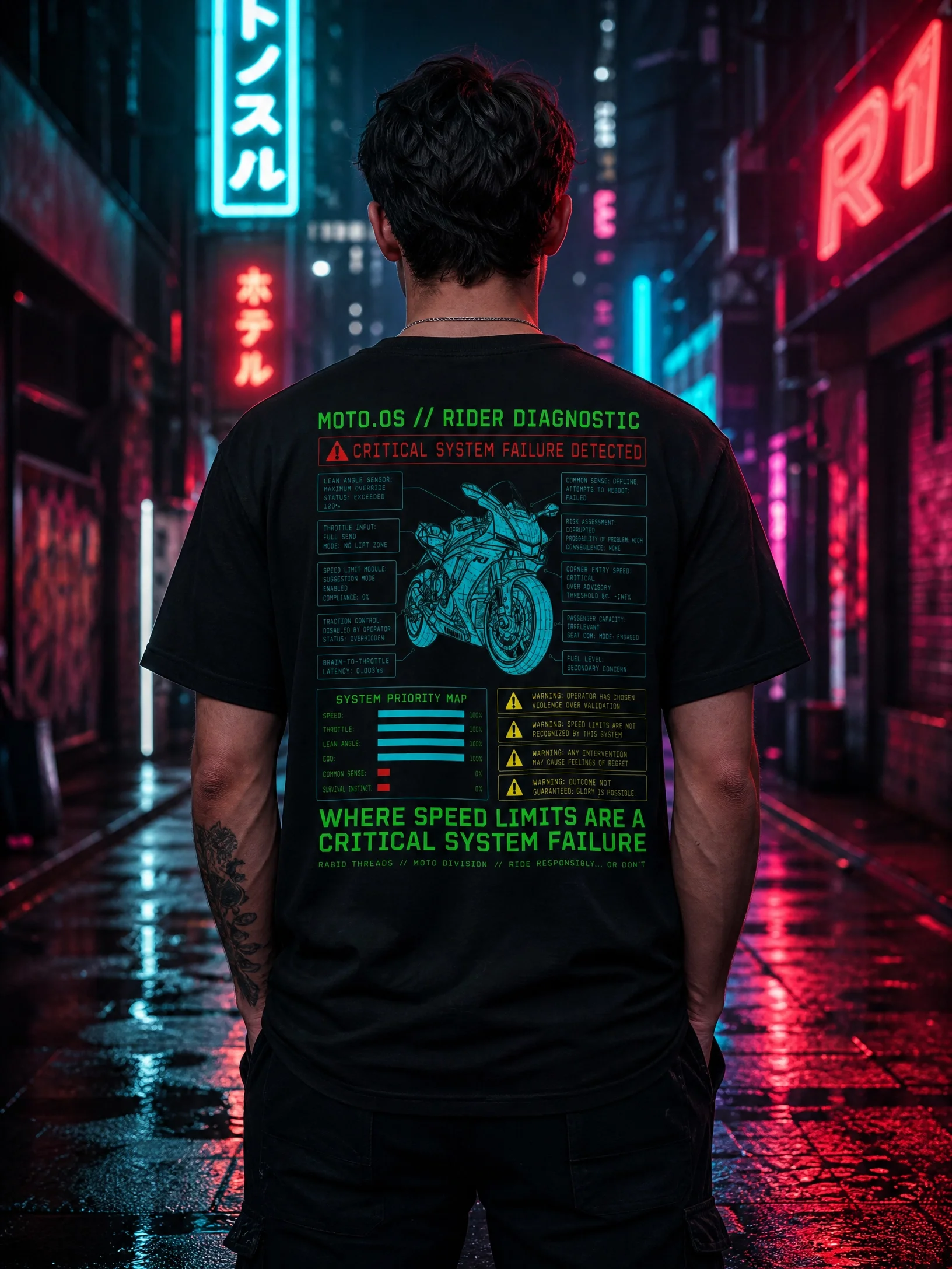 MOTO.OS // SYSTEM DIAGNOSTIC — Critical System Failure Heavyweight Tee product image (1)