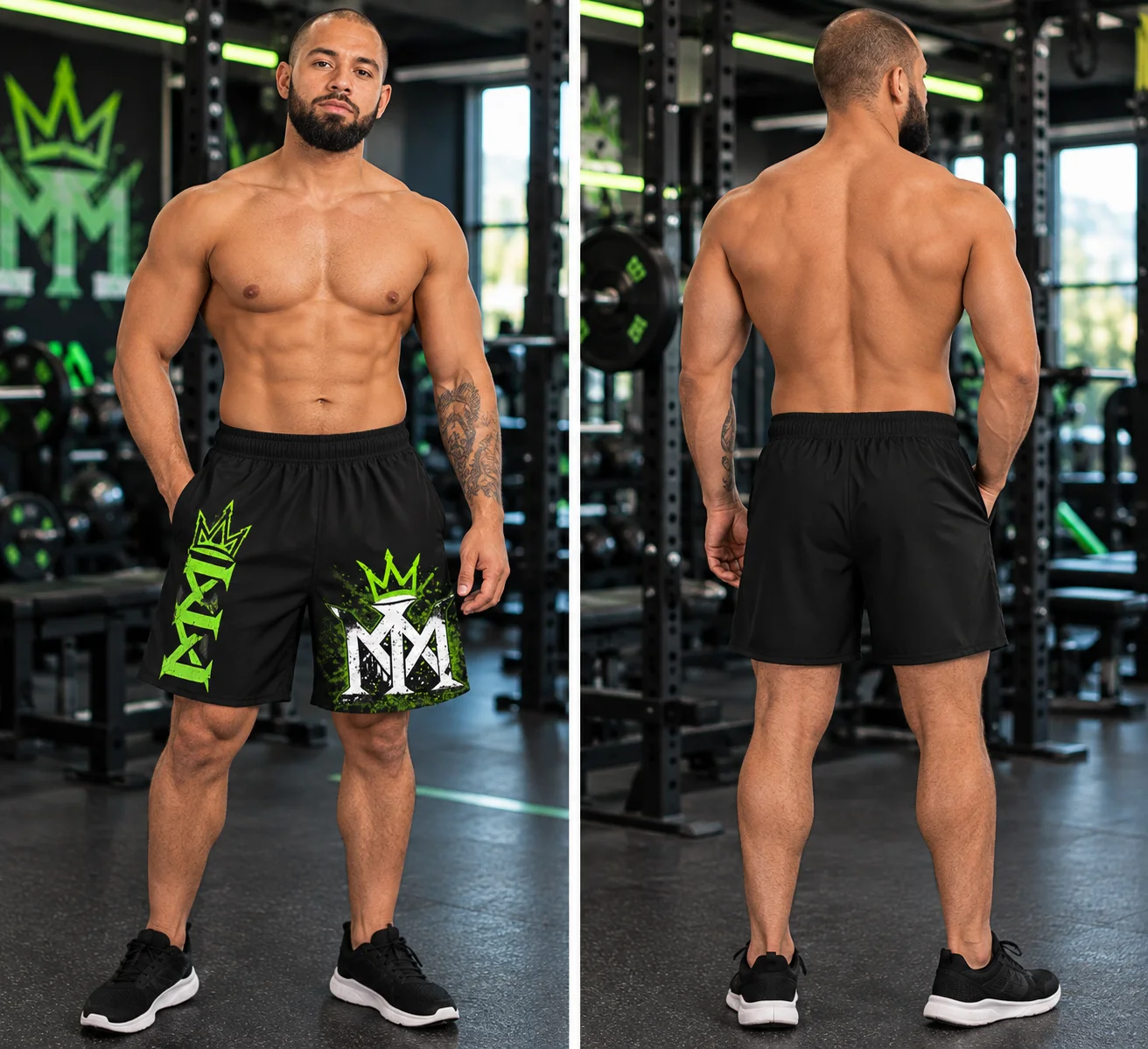 MMD Crowned Neon Graphic Swim Trunks product image (1)