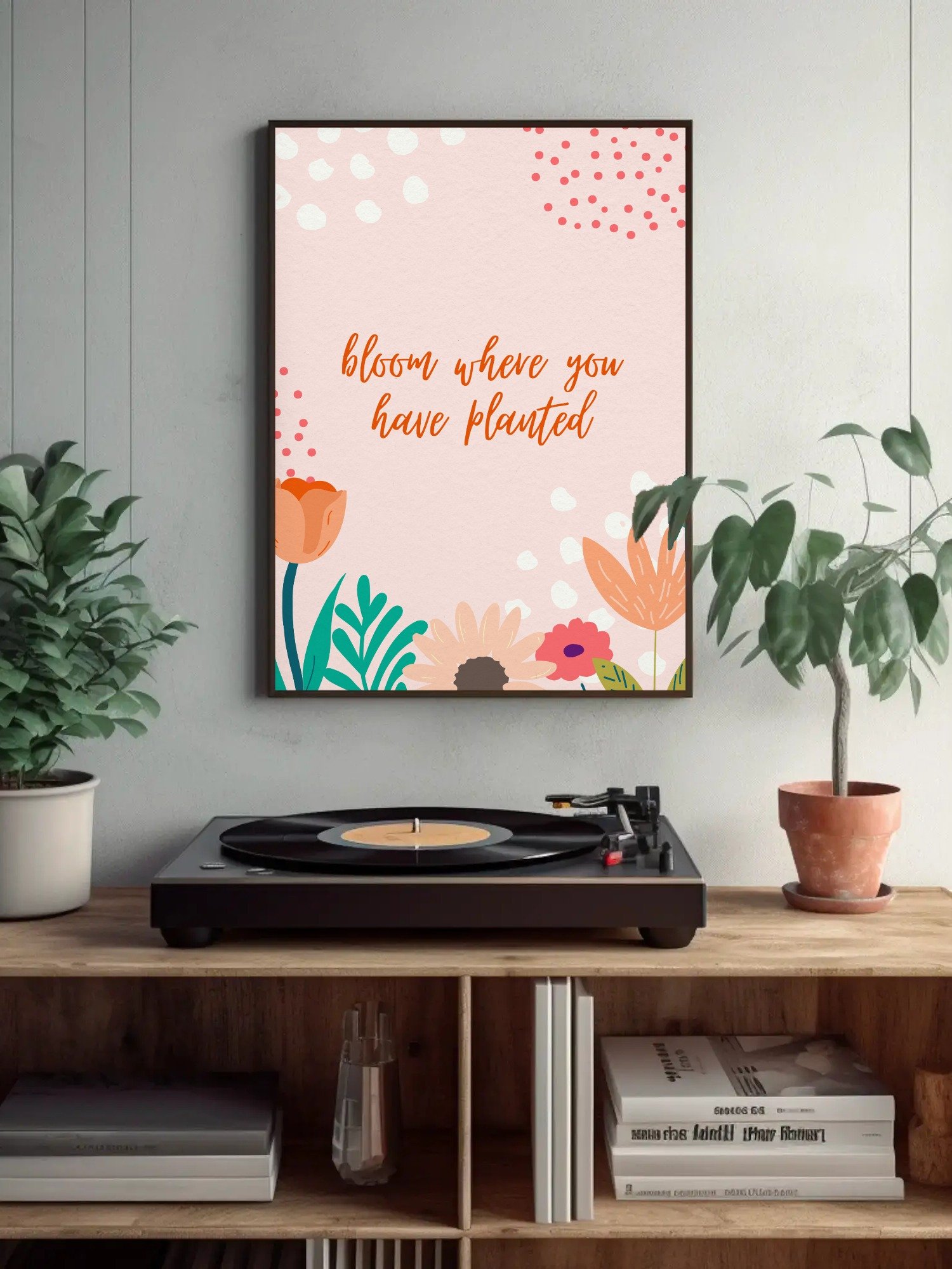 Bloom Where You Have Planted Floral Wall Art - Motivational Quote Poster, Cute Pastel Flower Print, Inspirational Home Decor, Office Art product image (4)