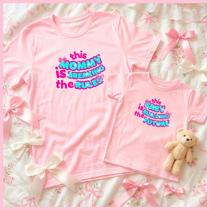Duo Set🩷Breaking Rules to Build Future🩷Mommy tee+Baby tee💞 product image (1)
