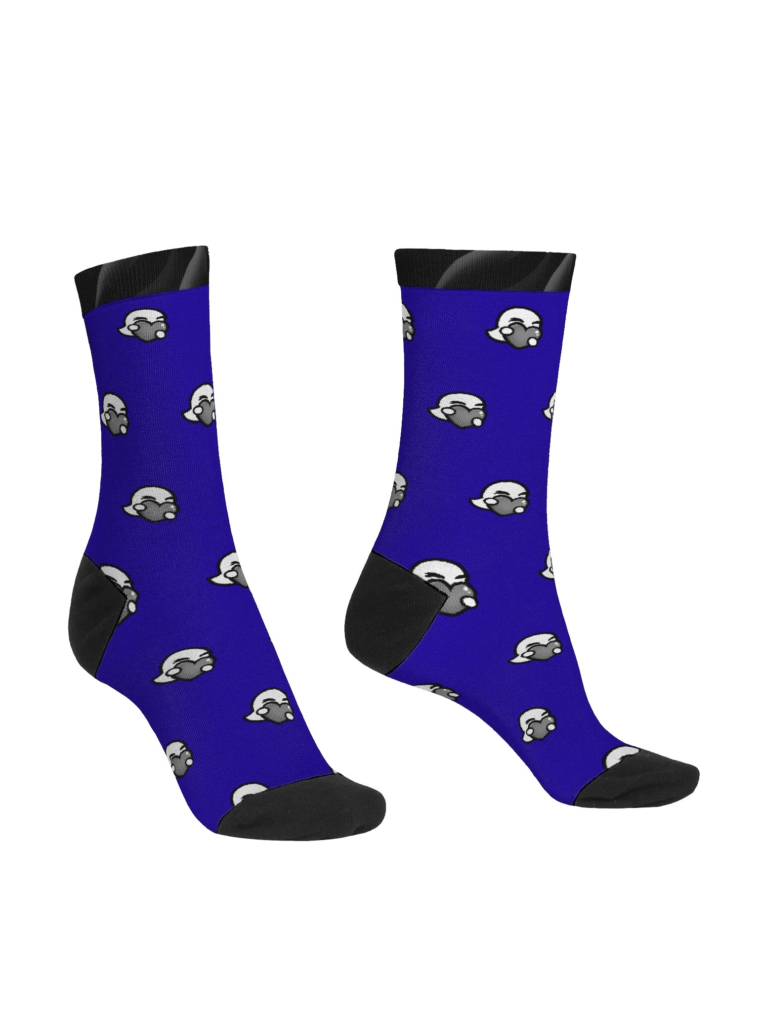 Heart Pattern Blue Crew Socks product image (2)
