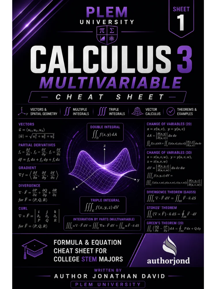 The Ultimate Cheat Sheet for STEM Majors | Calculus 3 product image (1)