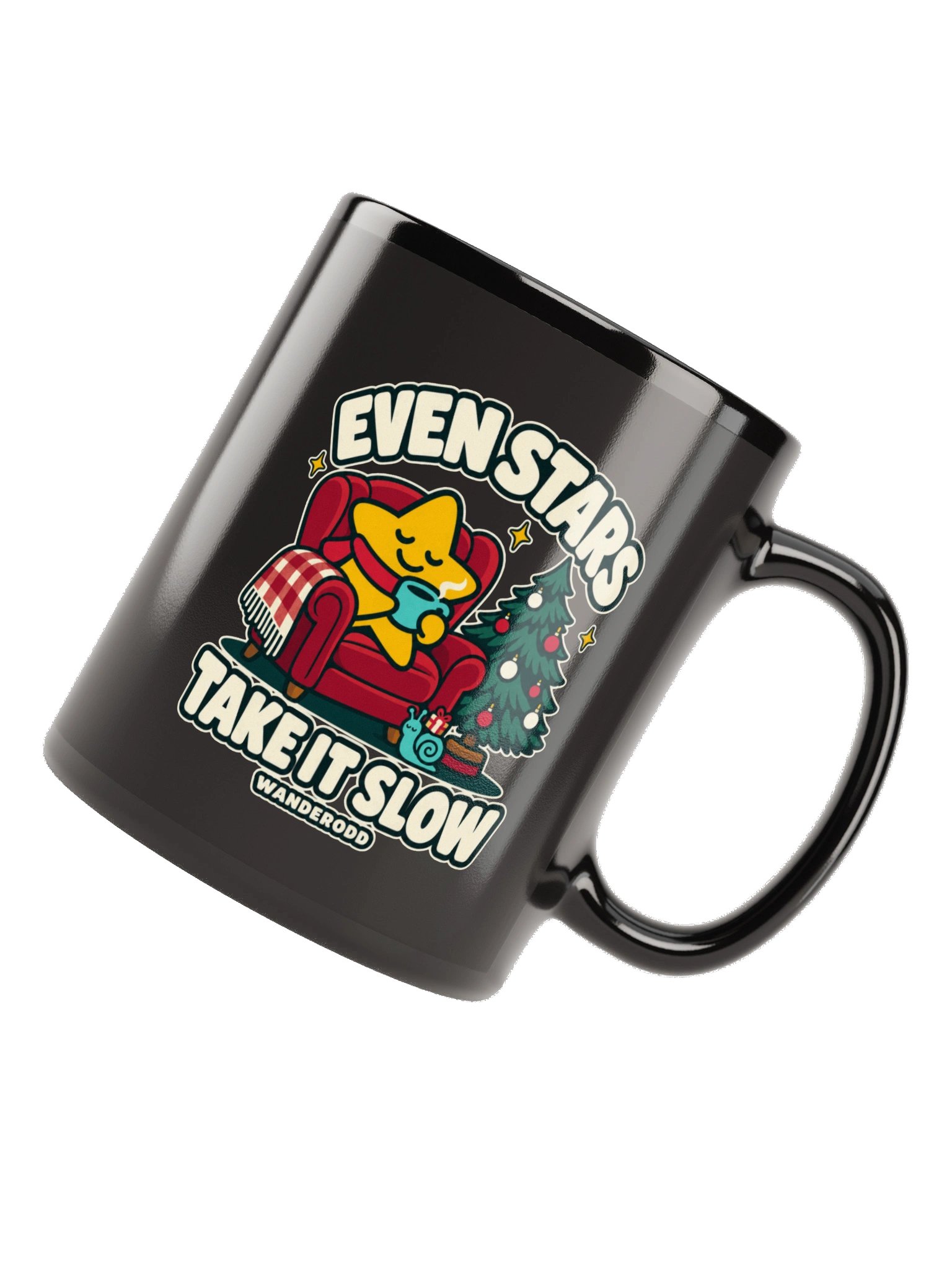 Christmas Star Black Coffee Mug – Take It Slow | WanderOdd product image (5)