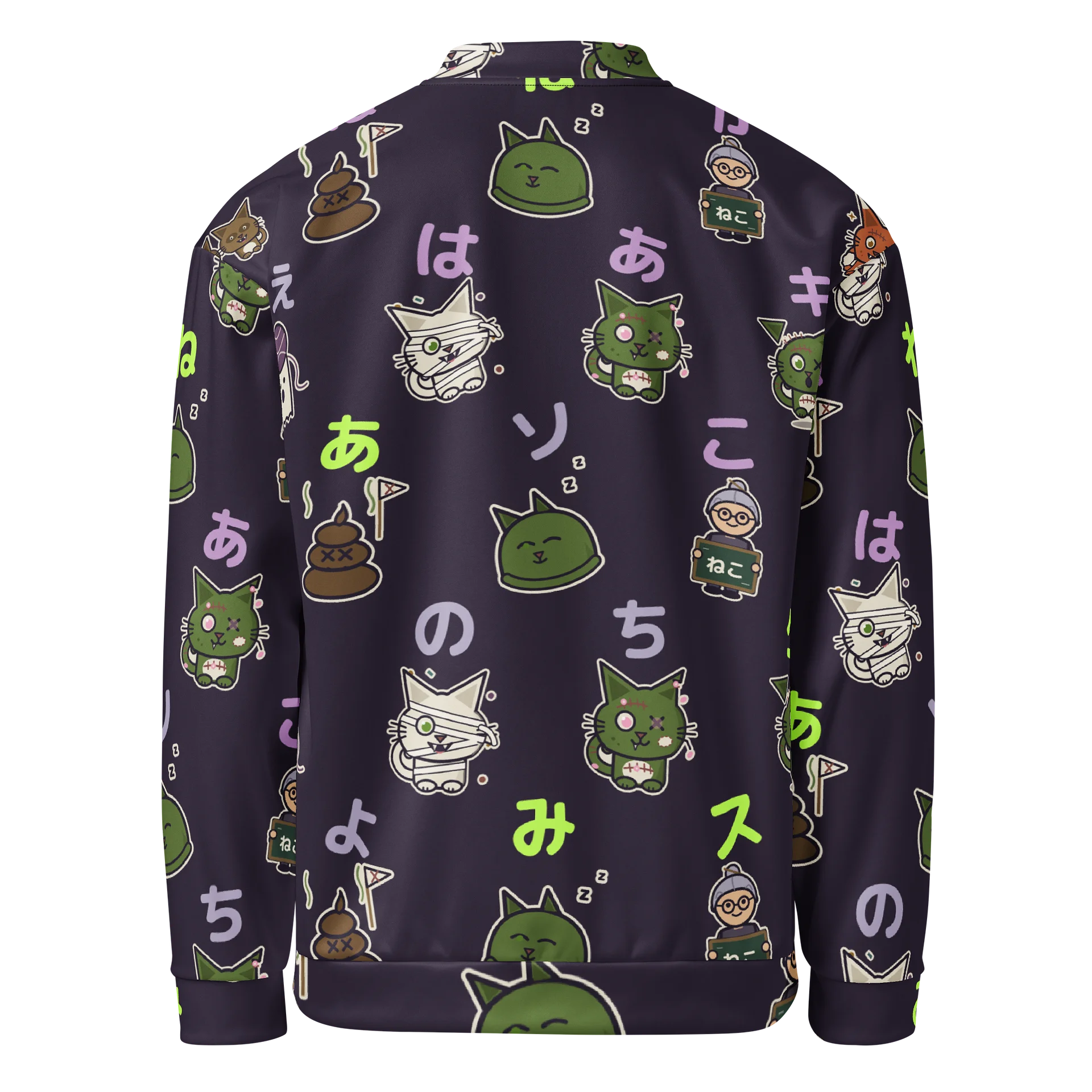 Zombie Cat Kana All-Over Print Bomber Jacket product image (2)