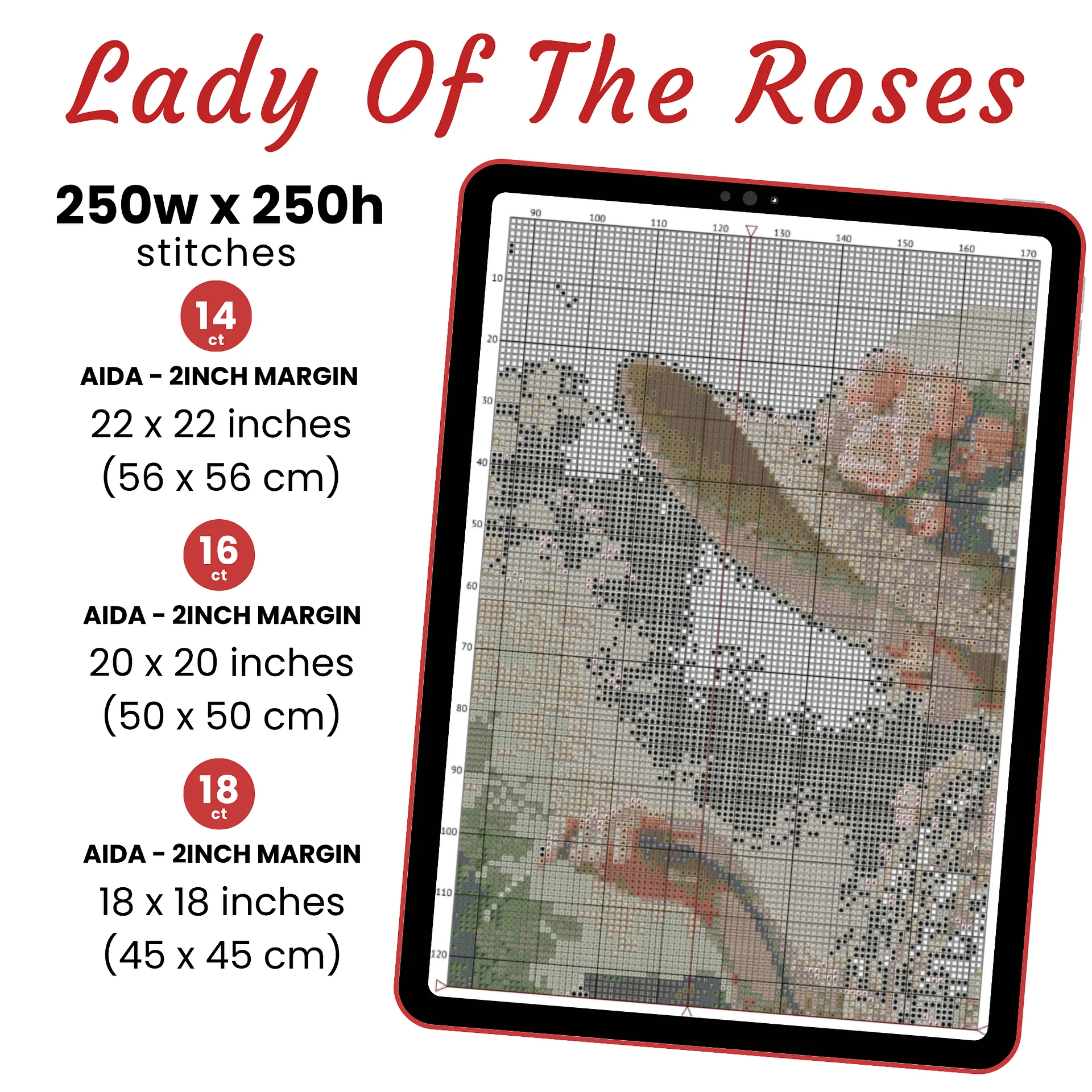 Lady Of The Roses Cross Stitch Pattern product image (2)