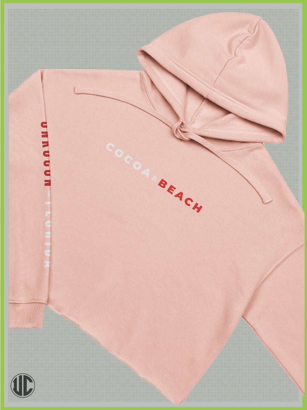 Cocoa Beach Crop Hoodie for Women – Cute Surf Graphic, Streetwear Fit, Soft Cotton Pullover product image (4)