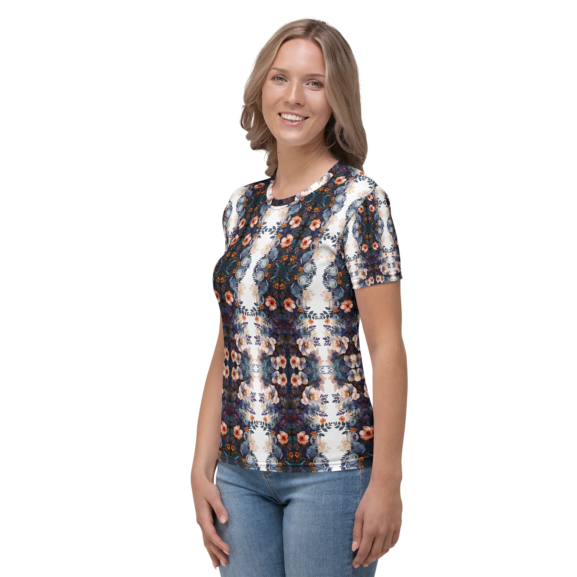 Floral Mirror: Elegantes Allover-Blumen-Shirt Women's T-Shirt product image (4)