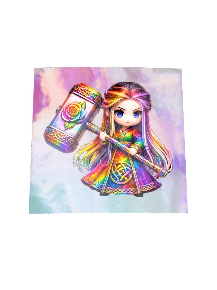 Rainbow Chibi Warrior Holographic Sticker Sheet product image (2)