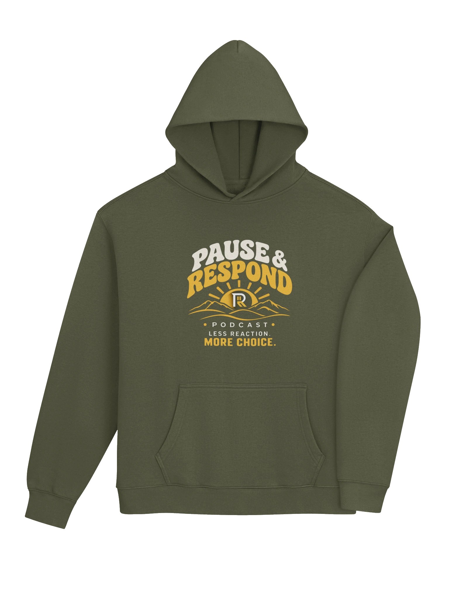Pause & Respond Signature Sun Rising Hoodie- Olive Green product image (5)