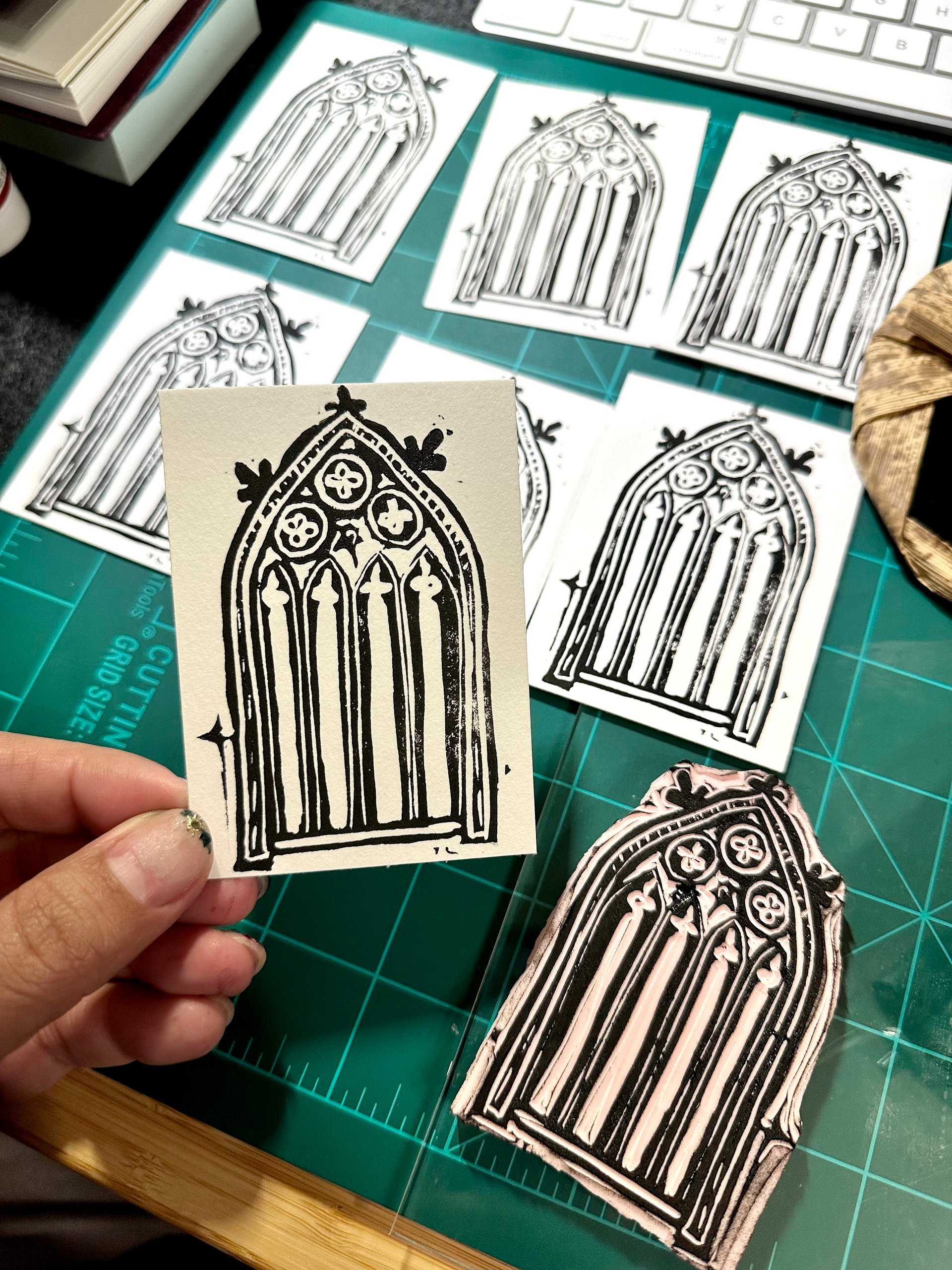 Gothic Window Linocut ACEO product image (1)
