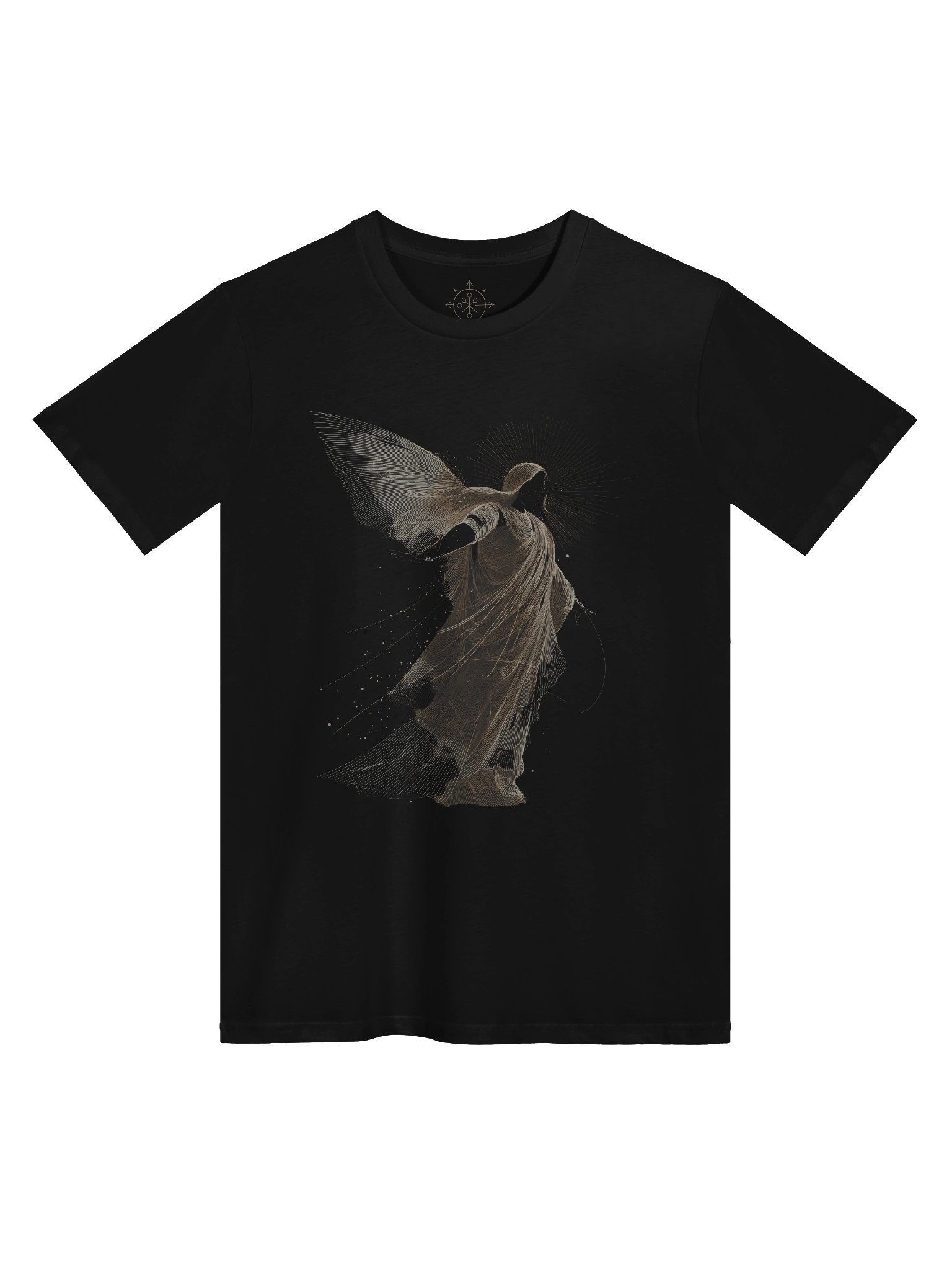 Celestial Grace – Golden Angel Line Art Tee product image (2)