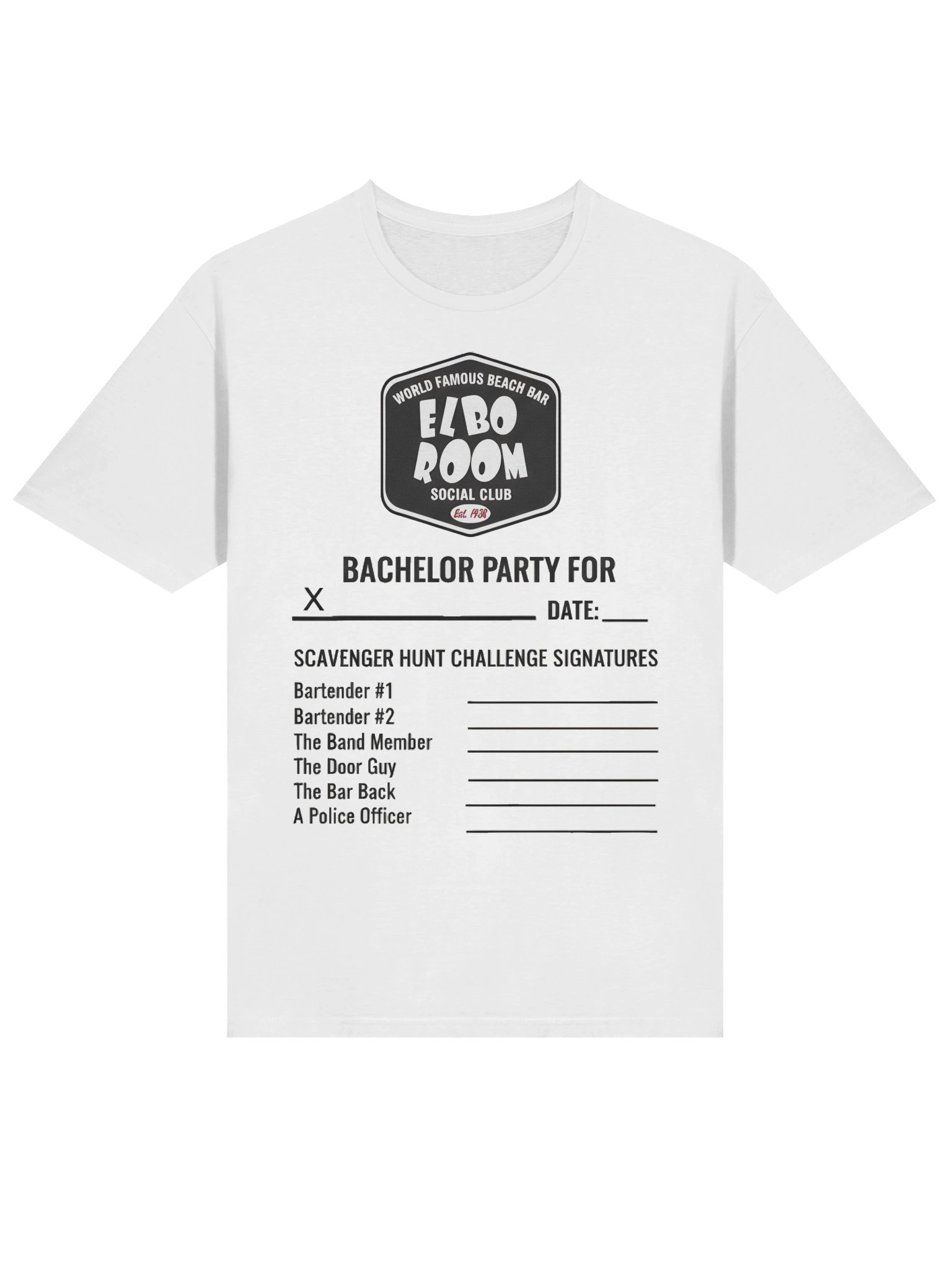 Bachelor Scavenger Hunt — Elbo Room "Buy & Fly" Signature Tee product image (3)