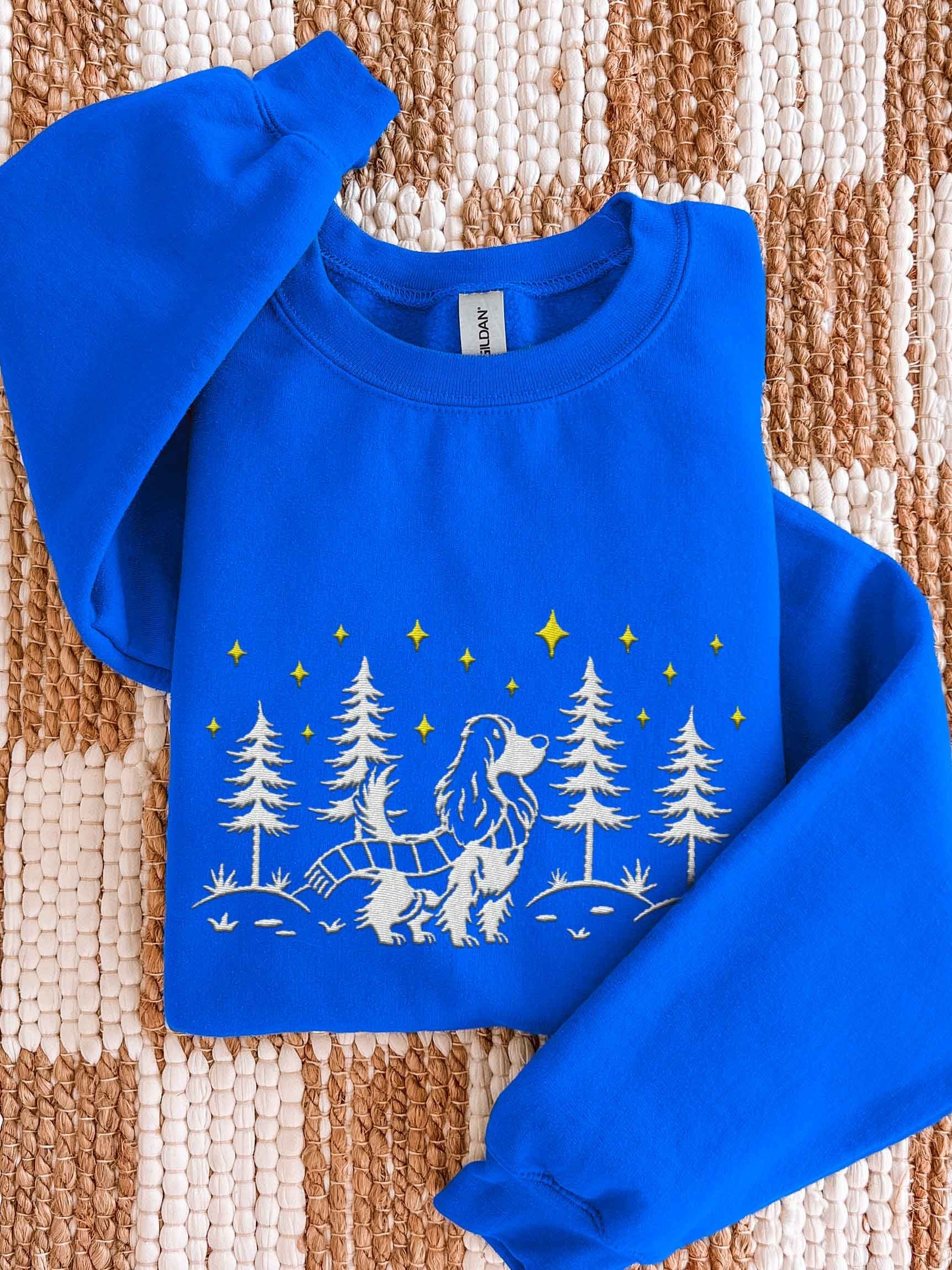 Springer Spaniel Winter/Christmas Line Art Design Embroidered Sweatshirt product image (1)