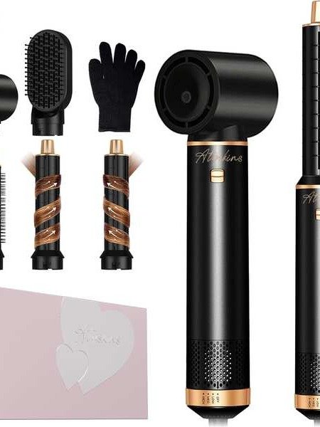 5-In-1 Multi-Function Hot Styling Brush & Curling Iron | 3 Temperature Settings, 5 Interchangeable Heads For Curls, Waves, Smooth Styles | Detachable Design, Auto Curling product image (1)