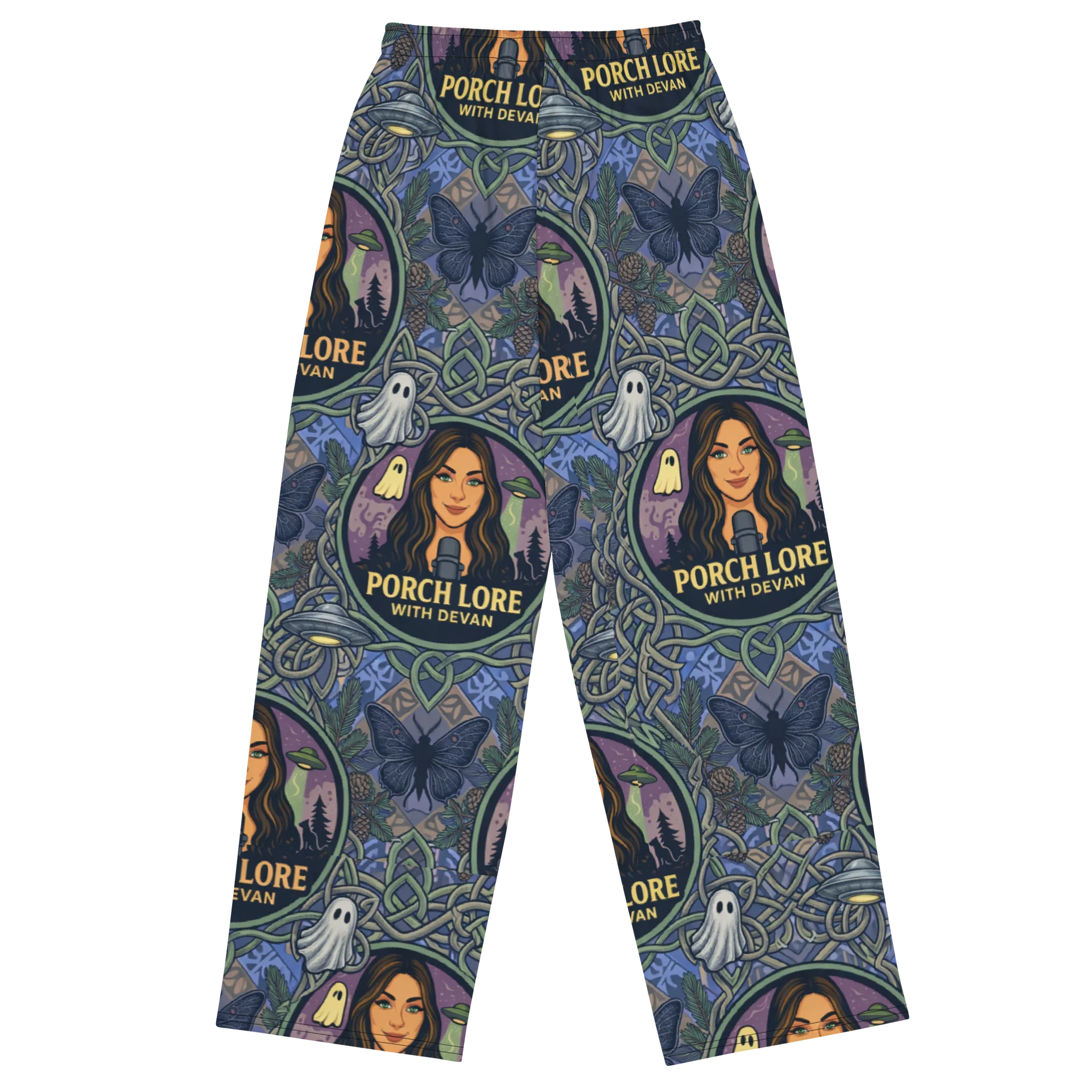 PORCH LORE DEVAN PERIWINKLE MOTH UNISEX WIDE-LEG PANTS product image (2)