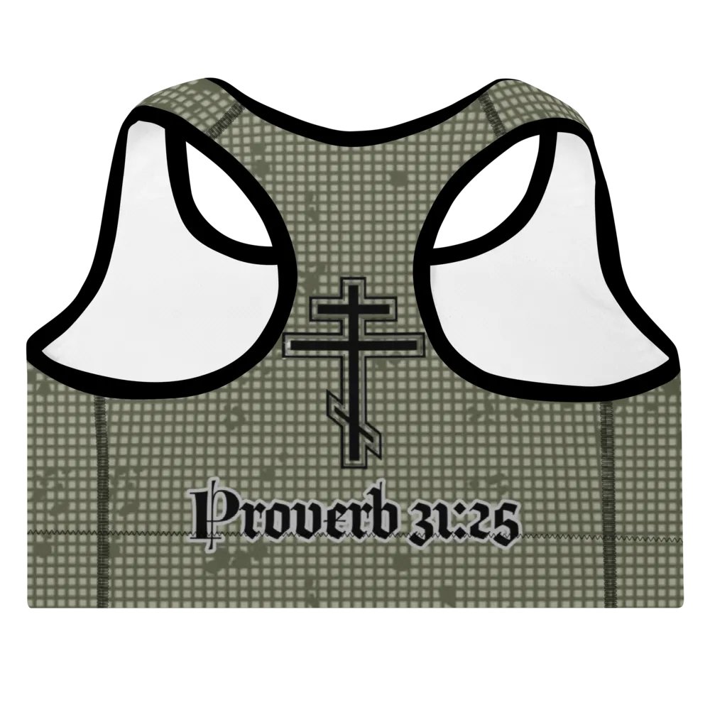 Faithful Camo: Proverb 3:25 Padded Sports Bra - Desert Night Camo product image (7)