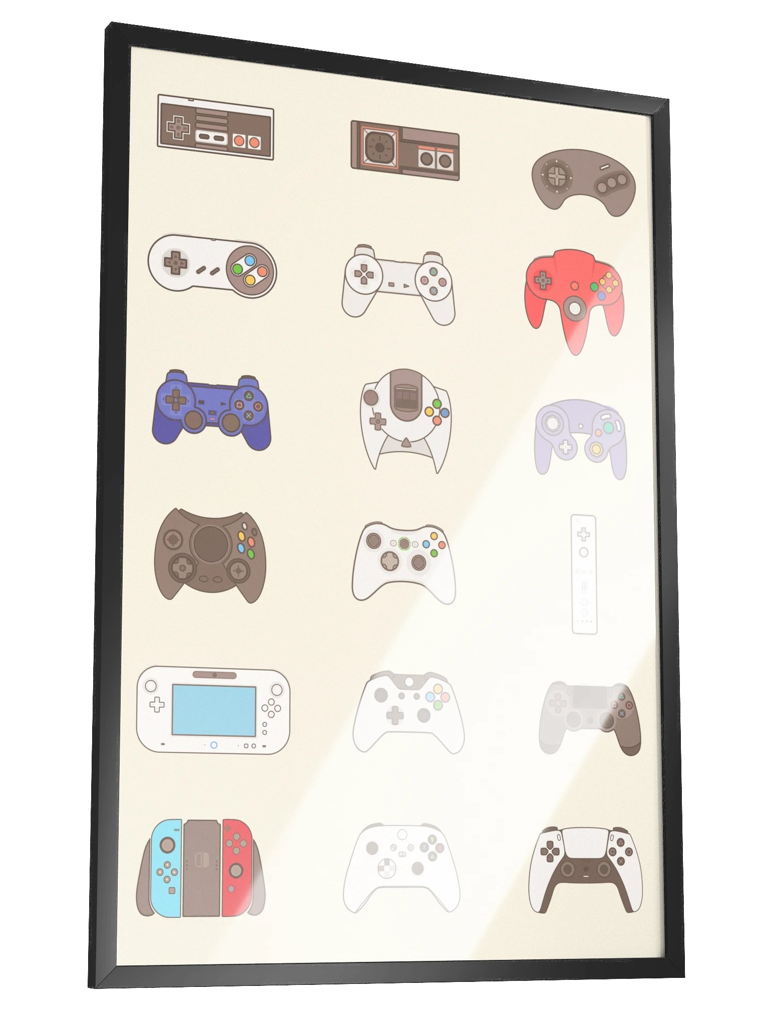 Video Game Controller Evolution (Beige) [2x3] | Framed product image (2)