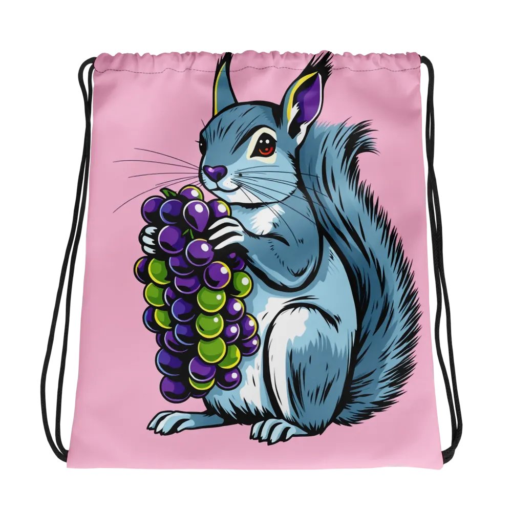 Whimsical Squirrel Grapes Drawstring Bag product image (1)