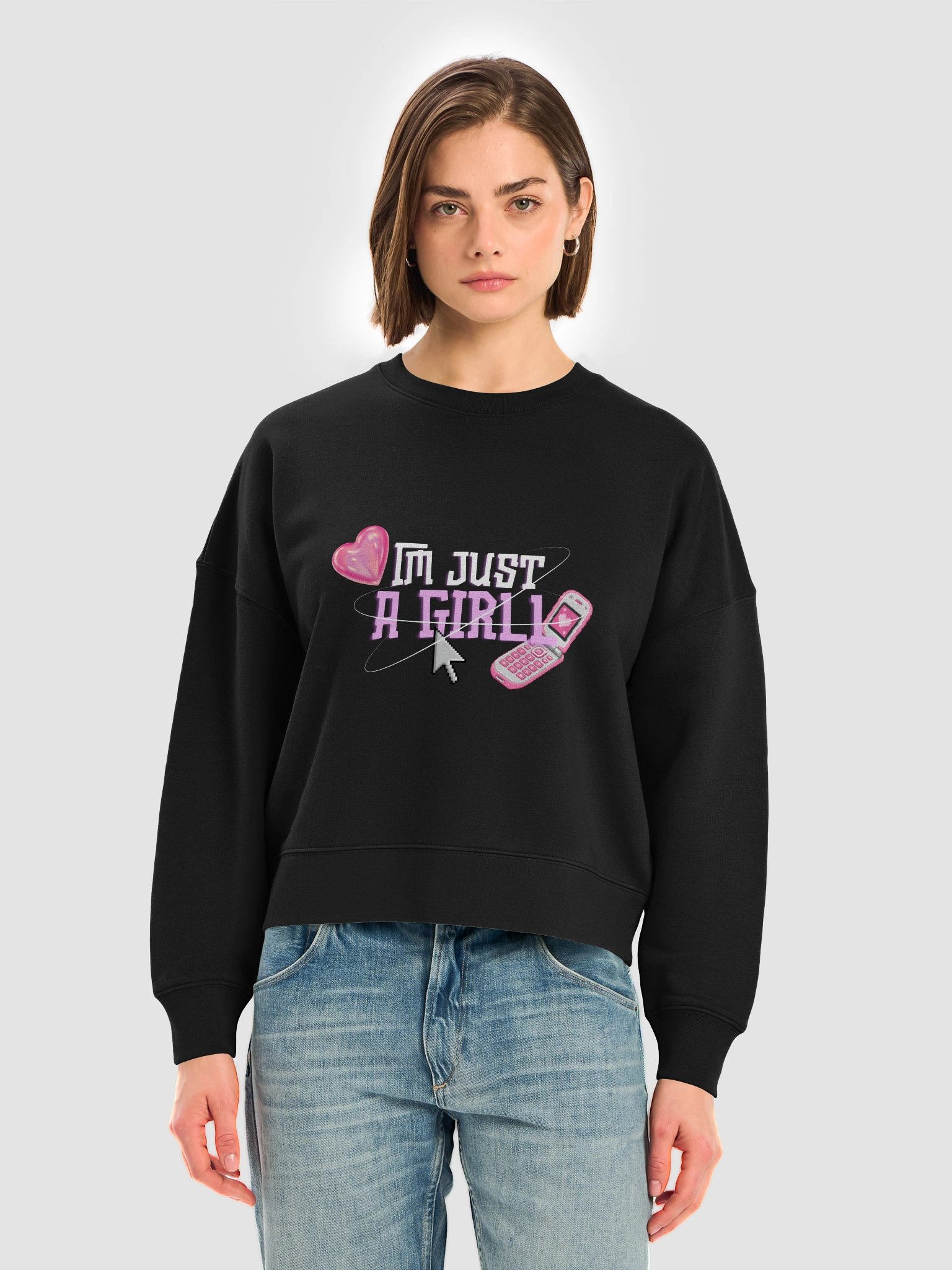 I’m Just A Girl Heart Phone Sweatshirt product image (7)