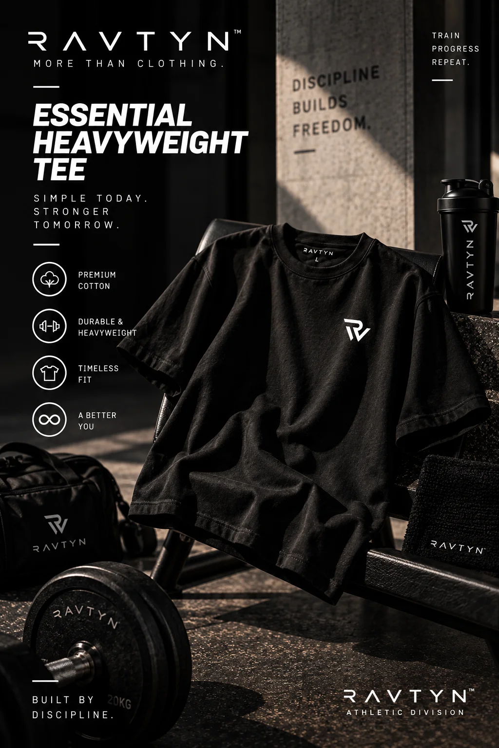 RAVTYN Essential Heavyweight Tee — Black product image (2)