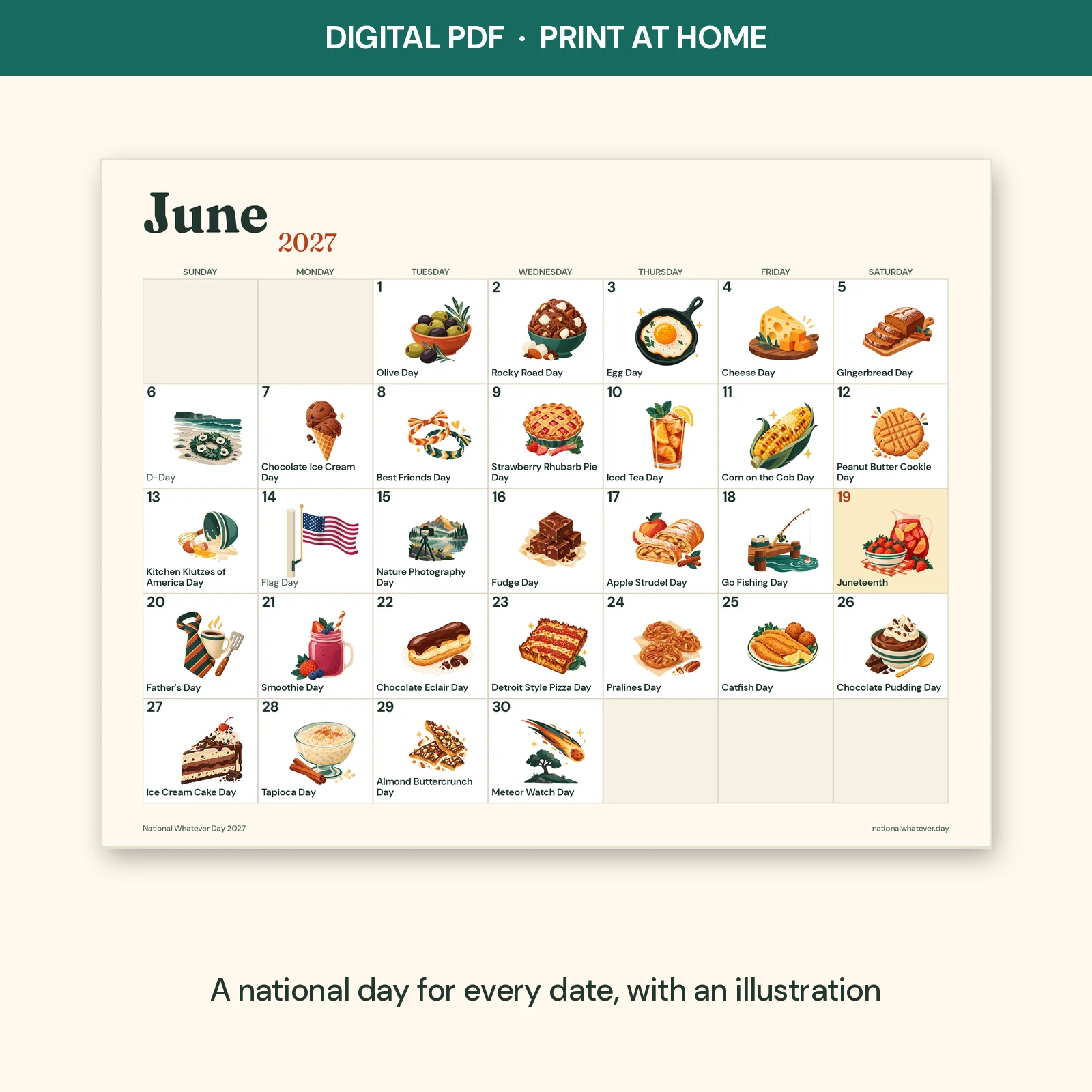 2027 National Whatever Day Calendar (Digital PDF Download, Printable) product image (3)