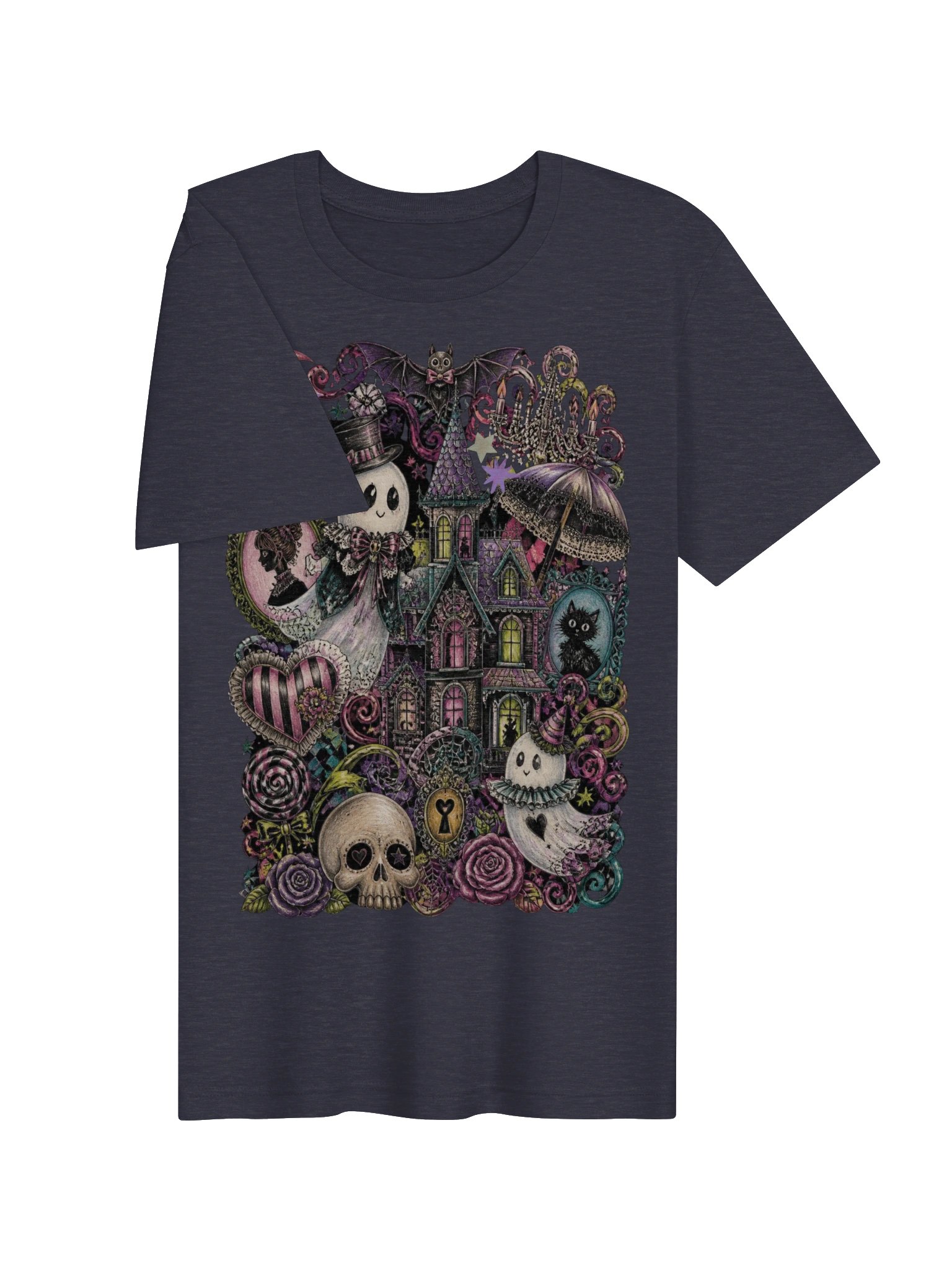 Whimsigoth Halloween Shirt, Victorian Haunted House Cute Ghost Tee product image (4)