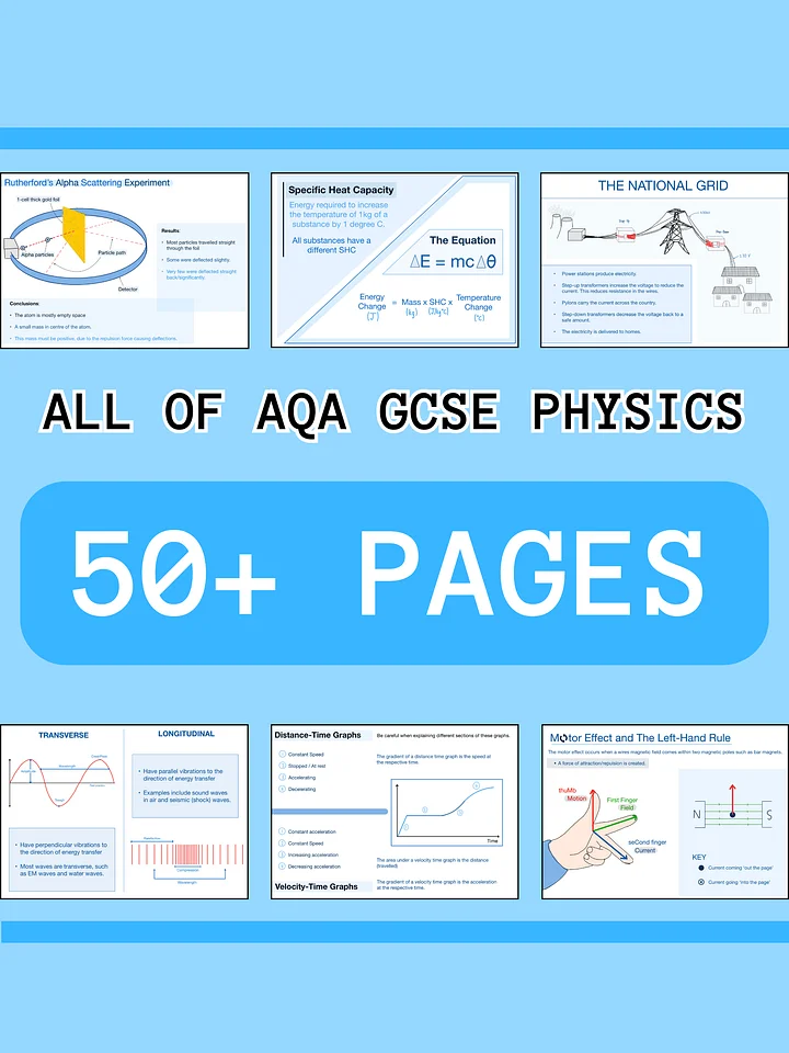 The WHOLE of AQA GCSE Physics Revision Notes (50+ Pages) | Revision Made Easy product image (1)