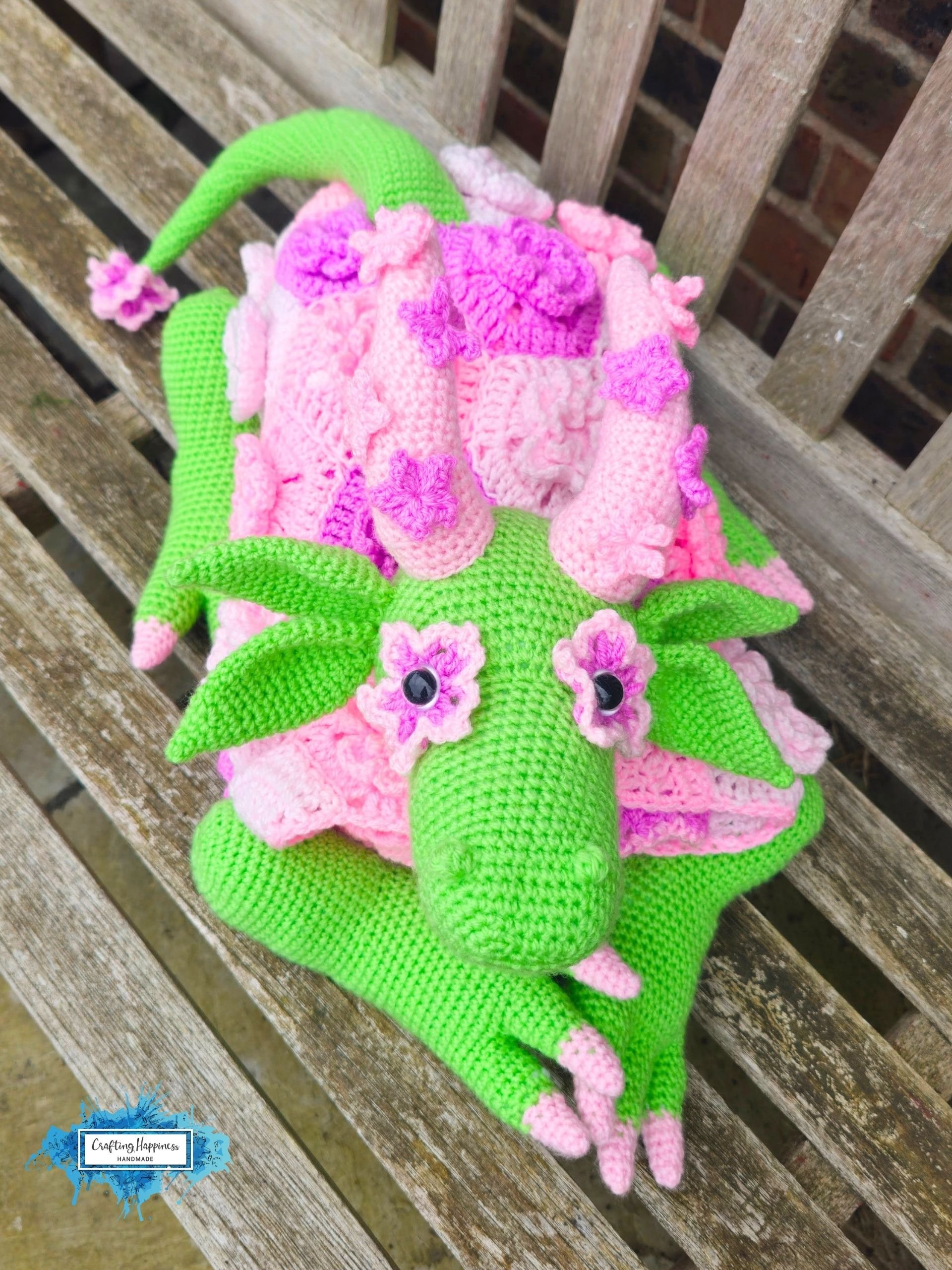 Crochet Flower Dragon Blanket Pattern | Fantasy Fairy Garden Nursery Decor | Mythical Amigurumi Toy | Graph & Written Instructions | pdf product image (2)