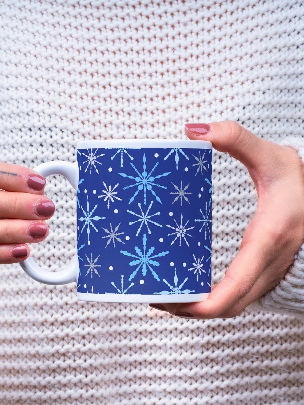 Snowflakes Pattern Mug in Dark Blue product image (1)