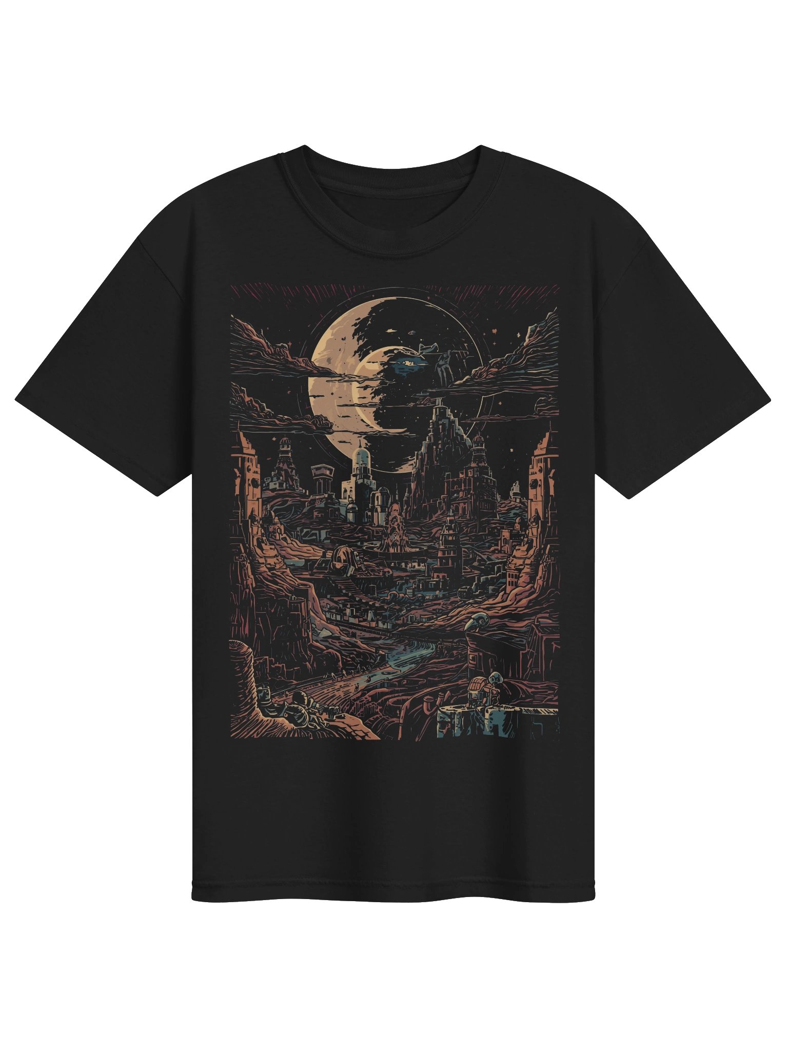 Retro-Futuristic Canyon City Heavyweight T-Shirt product image (1)
