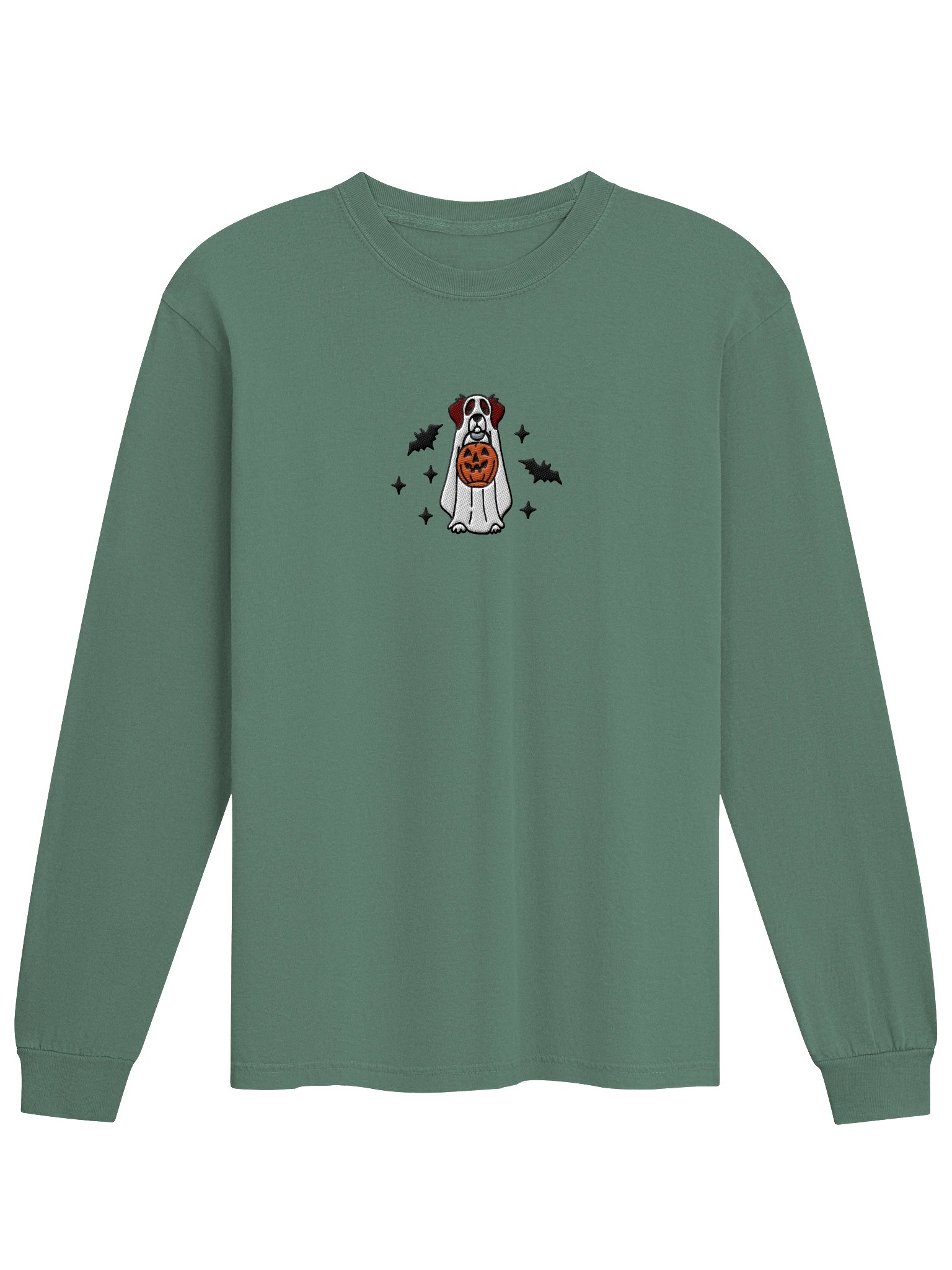 Halloween Brittany Spaniel(Liver & White) Embroidered Long-sleeved T-Shirt product image (4)