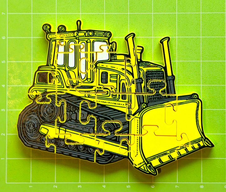 Bulldozer Jigsaw Puzzle, 3D-Printed Chunky Construction Toy for Toddlers, Montessori Play, Gift for Kids product image (2)