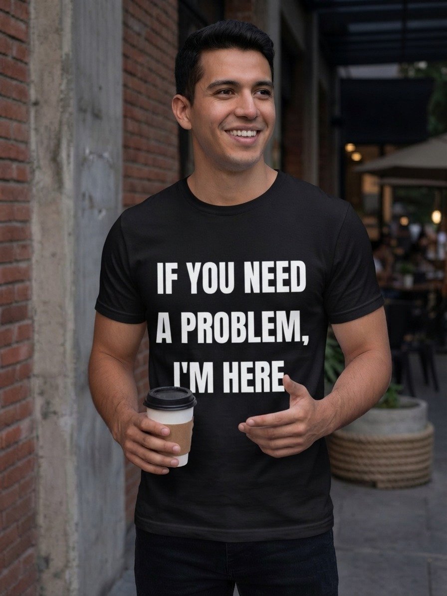 If You Need a Problem, I’m Here — Funny Unisex Graphic Black T-Shirt product image (3)
