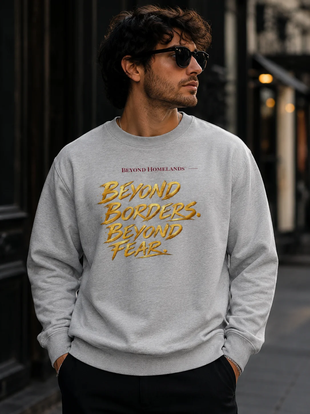 Beyond Borders. Beyond Fear. — Heavyweight Unisex French Terry Crewneck product image (2)