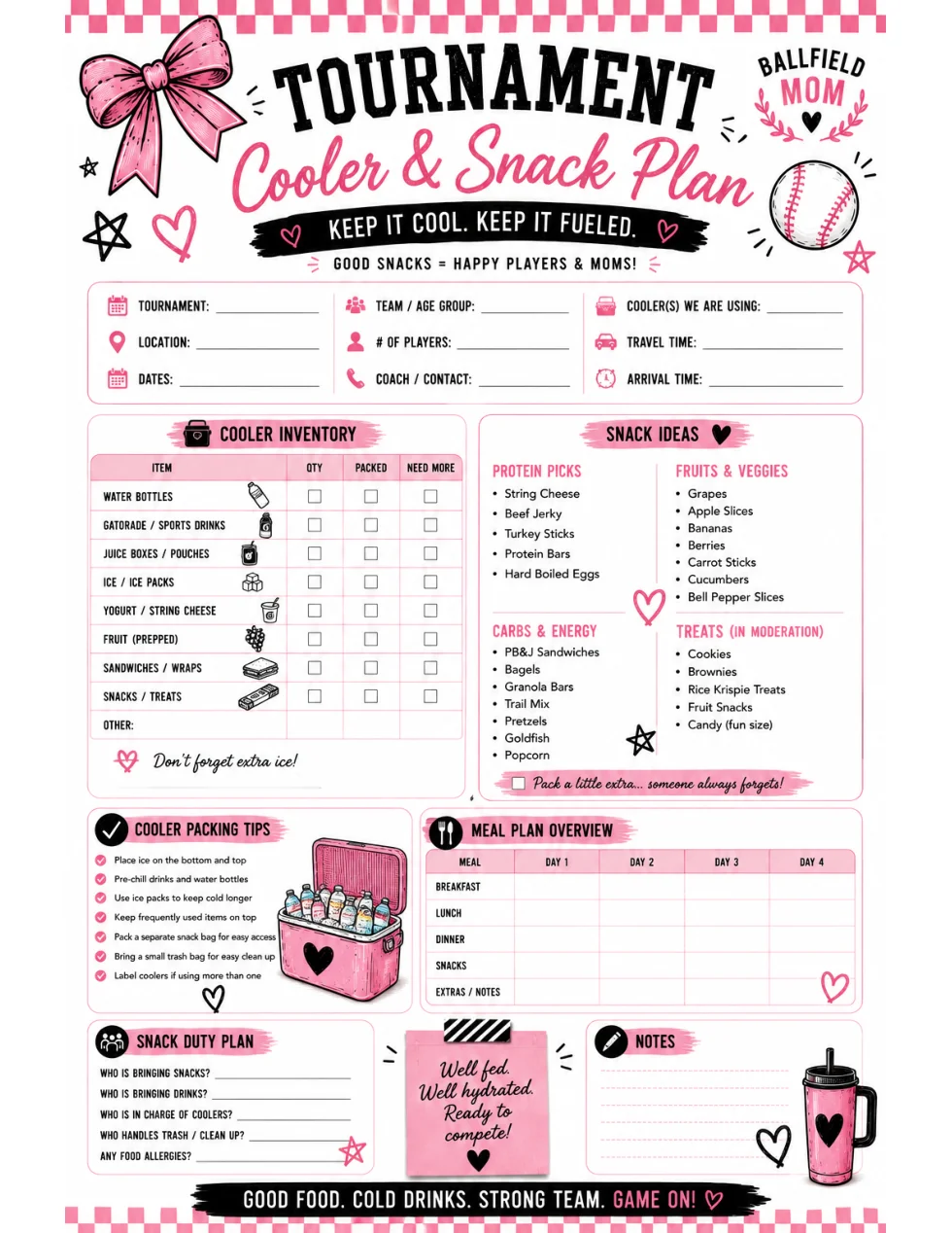 Ballfield Mom Tournament Planner | Printable PDF product image (2)