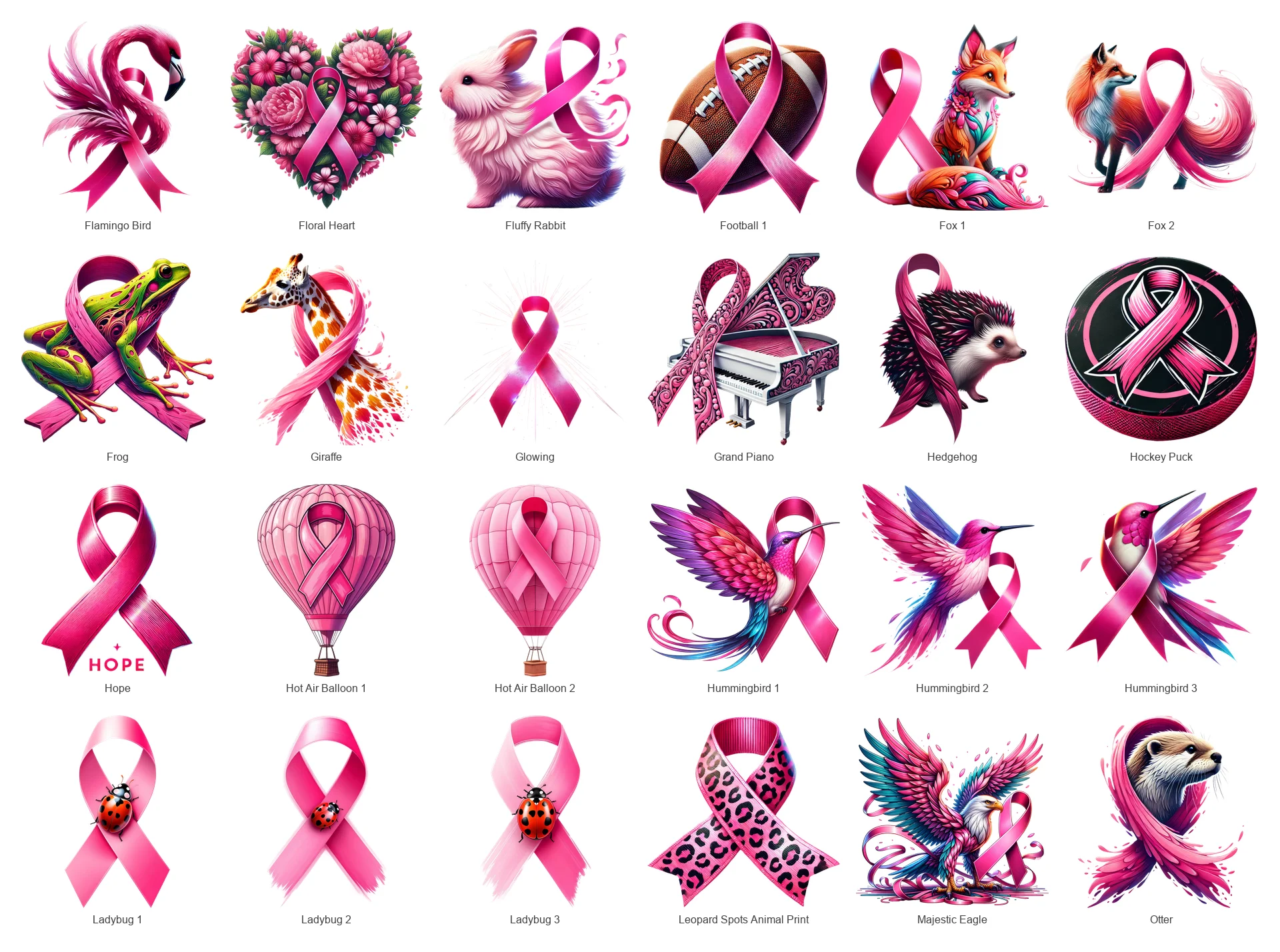 Pink Ribbon Breast Cancer PNG Bundle | 93 Designs | Commercial Use product image (3)