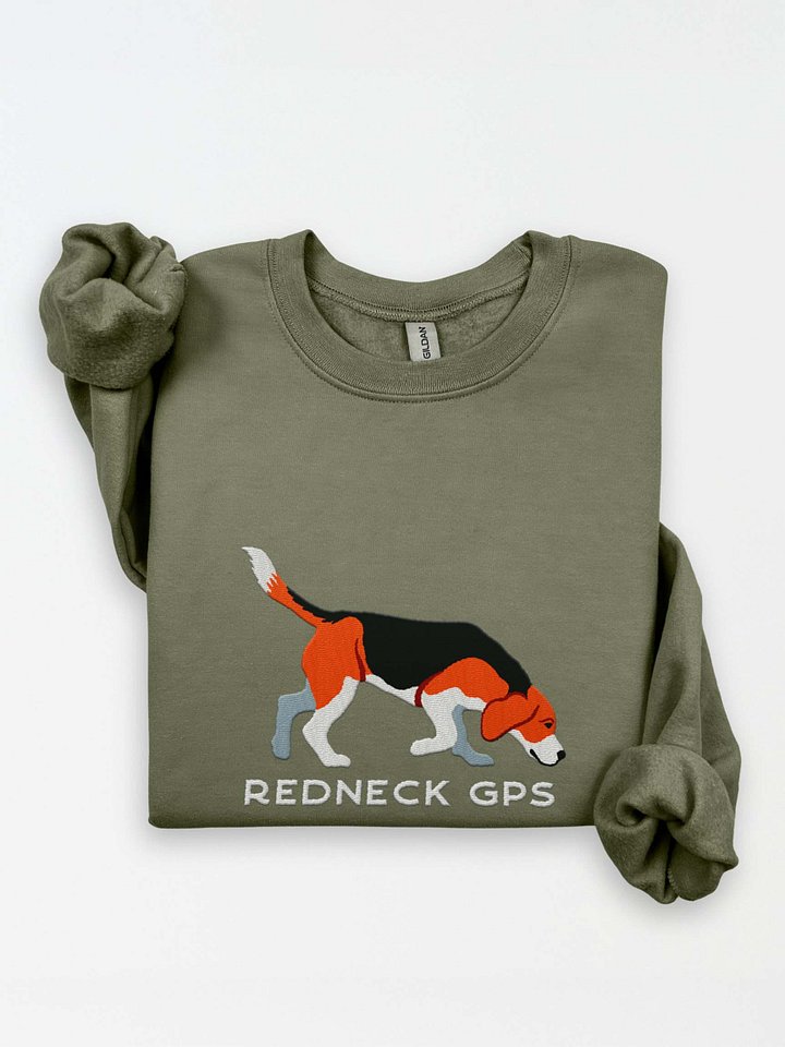 Redneck GPS Sweatshirt (Embroidered) of a Beagle(Tricolor) product image (1)