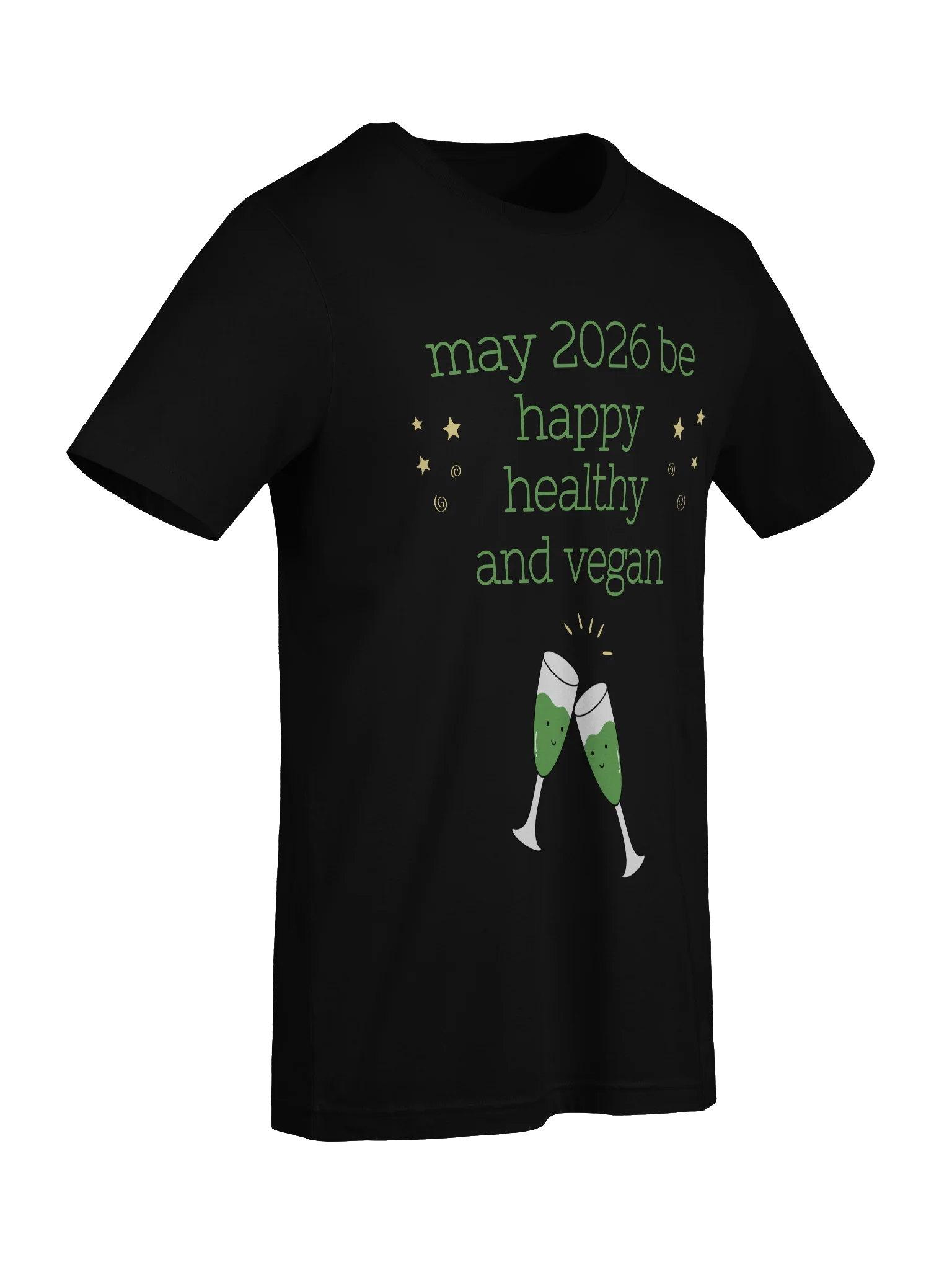 “Happy, Healthy, and Vegan 2026” Unisex Black T-Shirt product image (6)