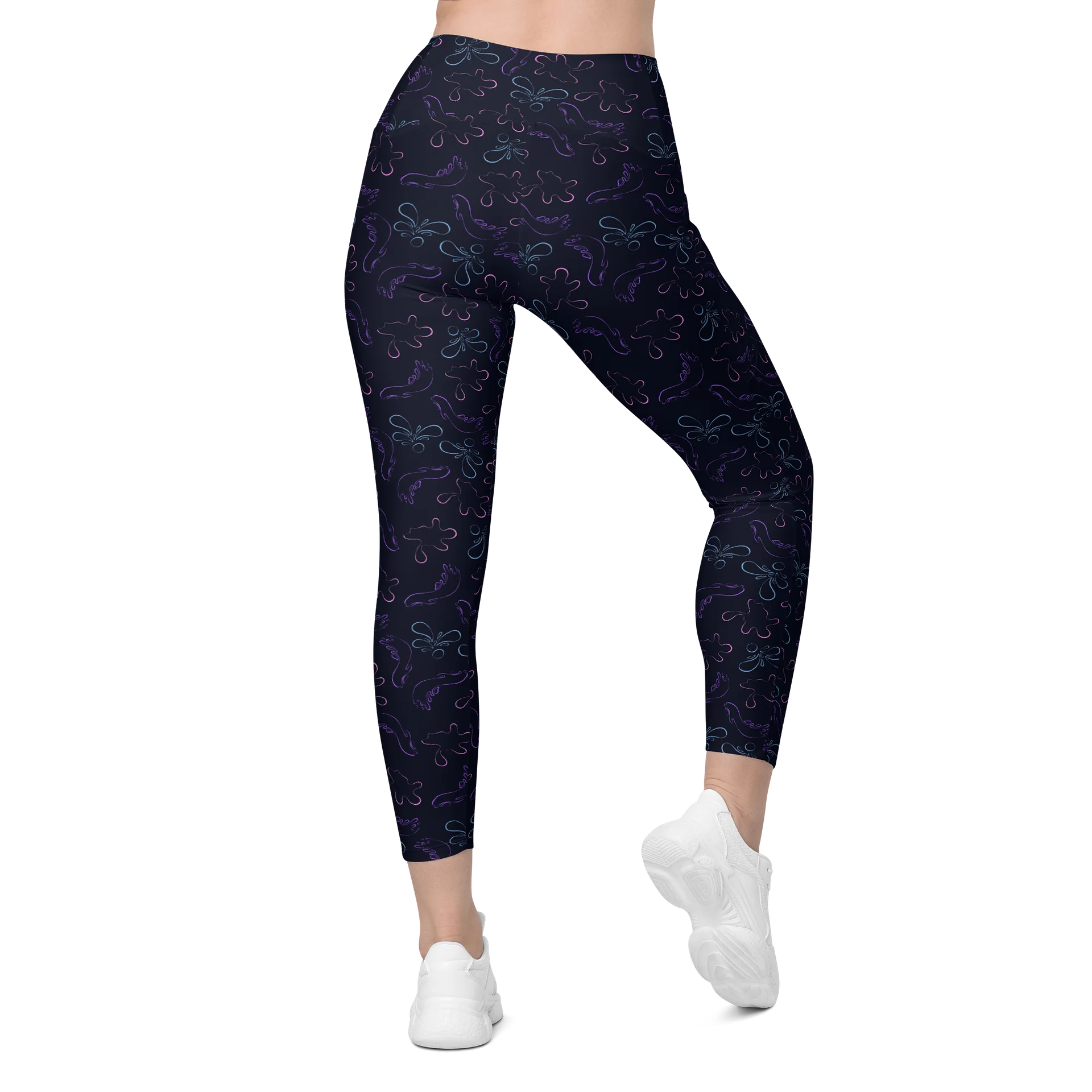 Vibrant Neon Contour Splash Leggings for Workouts product image (2)