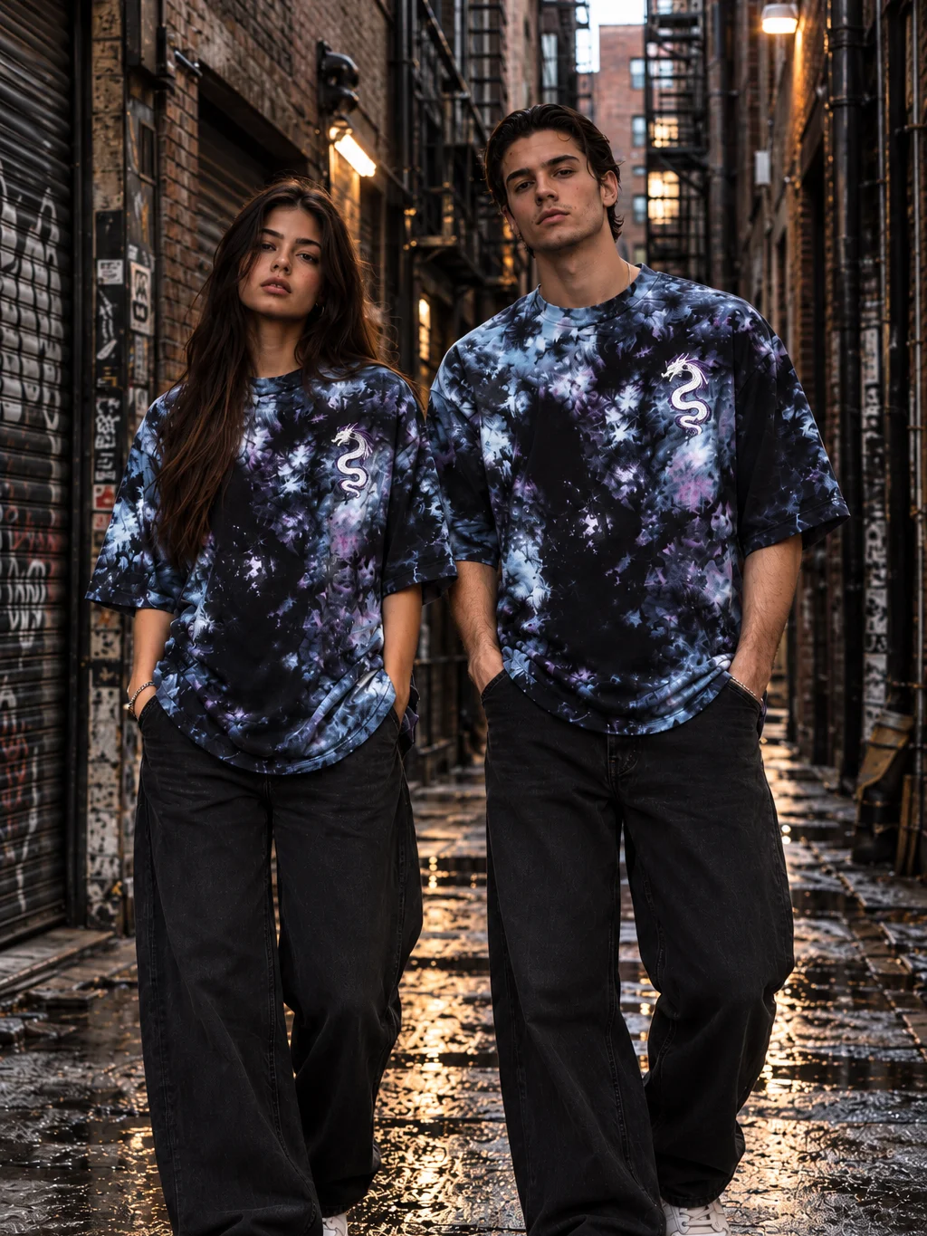 Embroidered Dragon Oversized Tie-Dye T-Shirt | Shaka Wear Heavyweight Tee product image (1)