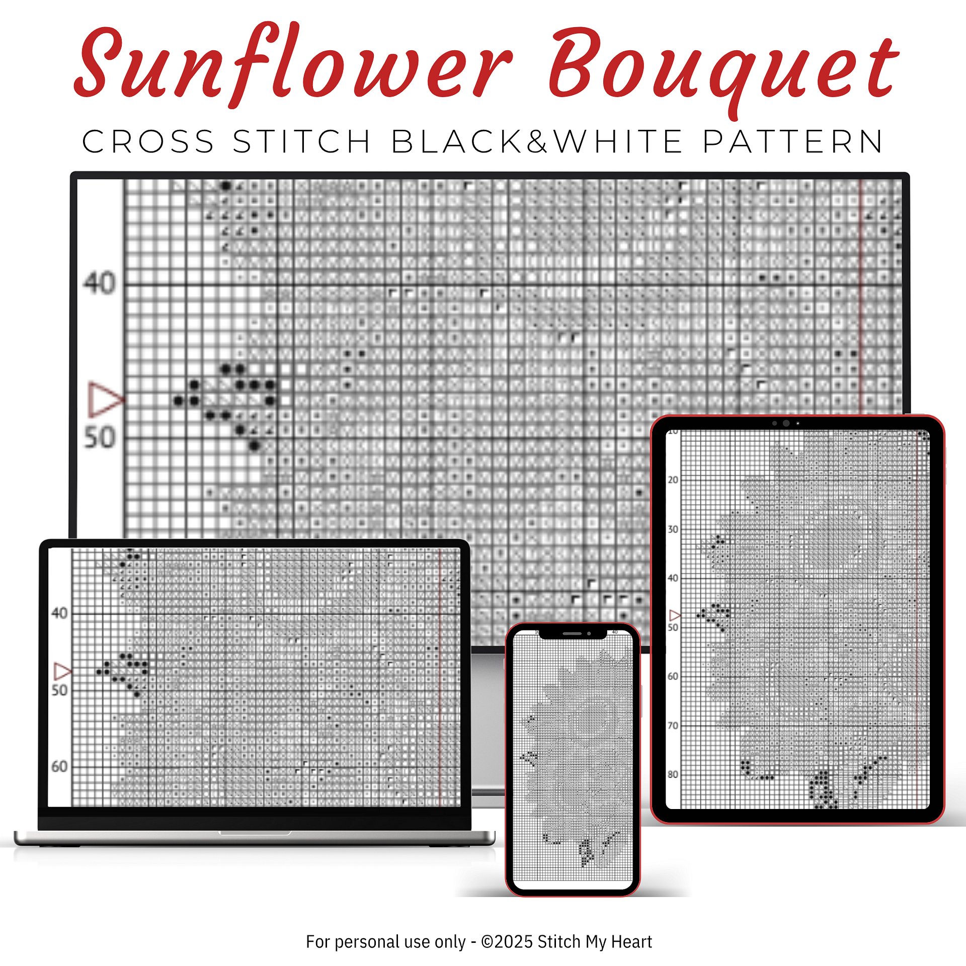 Sunflower Bouquet Cross Stitch Pattern product image (4)