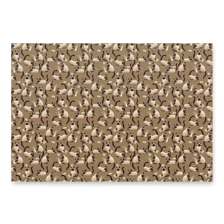 Bad Siamese Cats Knocking Stuff Over Wrapping Paper in Brown, 3 Pack product image (2)