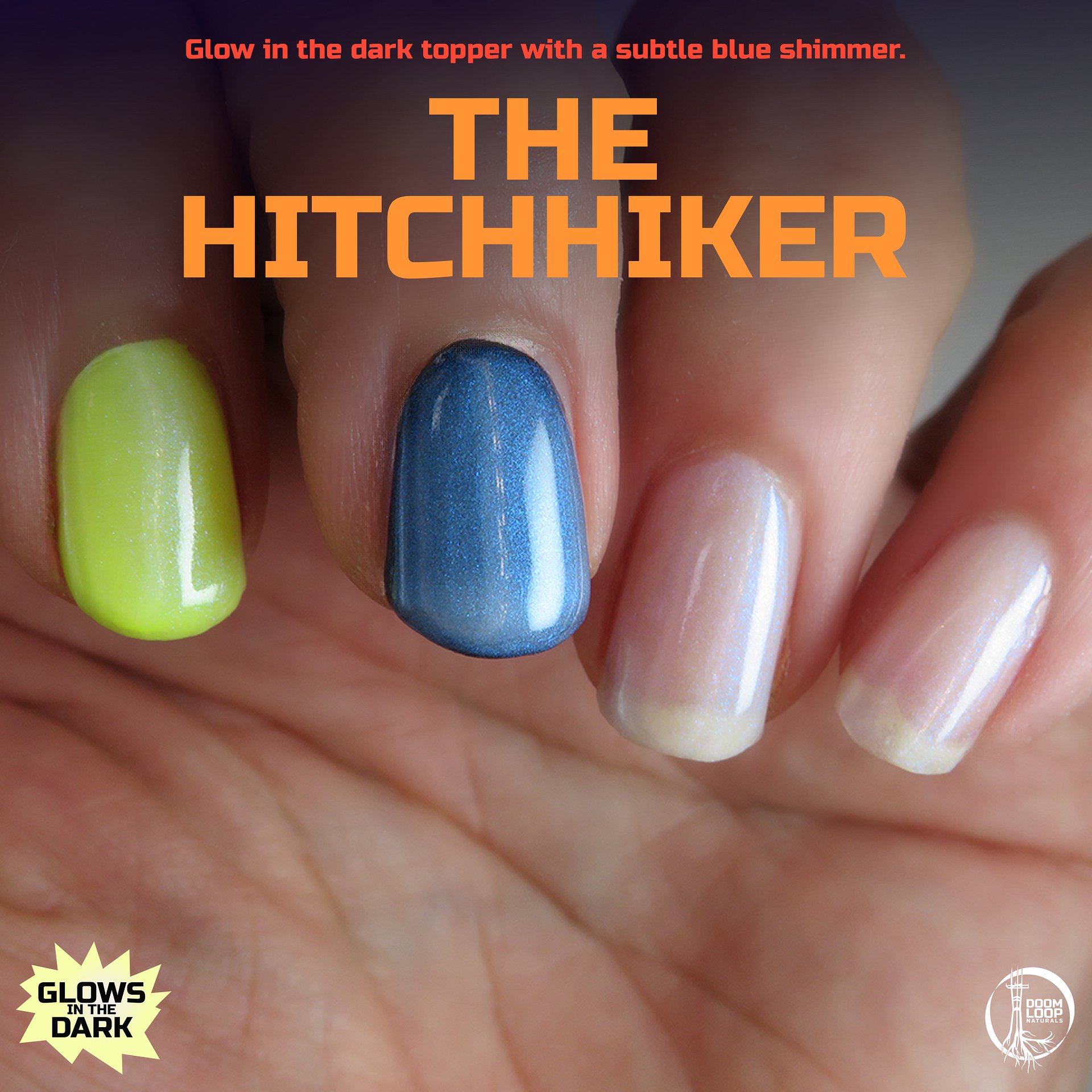 THE HITCHHIKER - Glow In The Dark Subtle Blue Shimmer Topper product image (1)