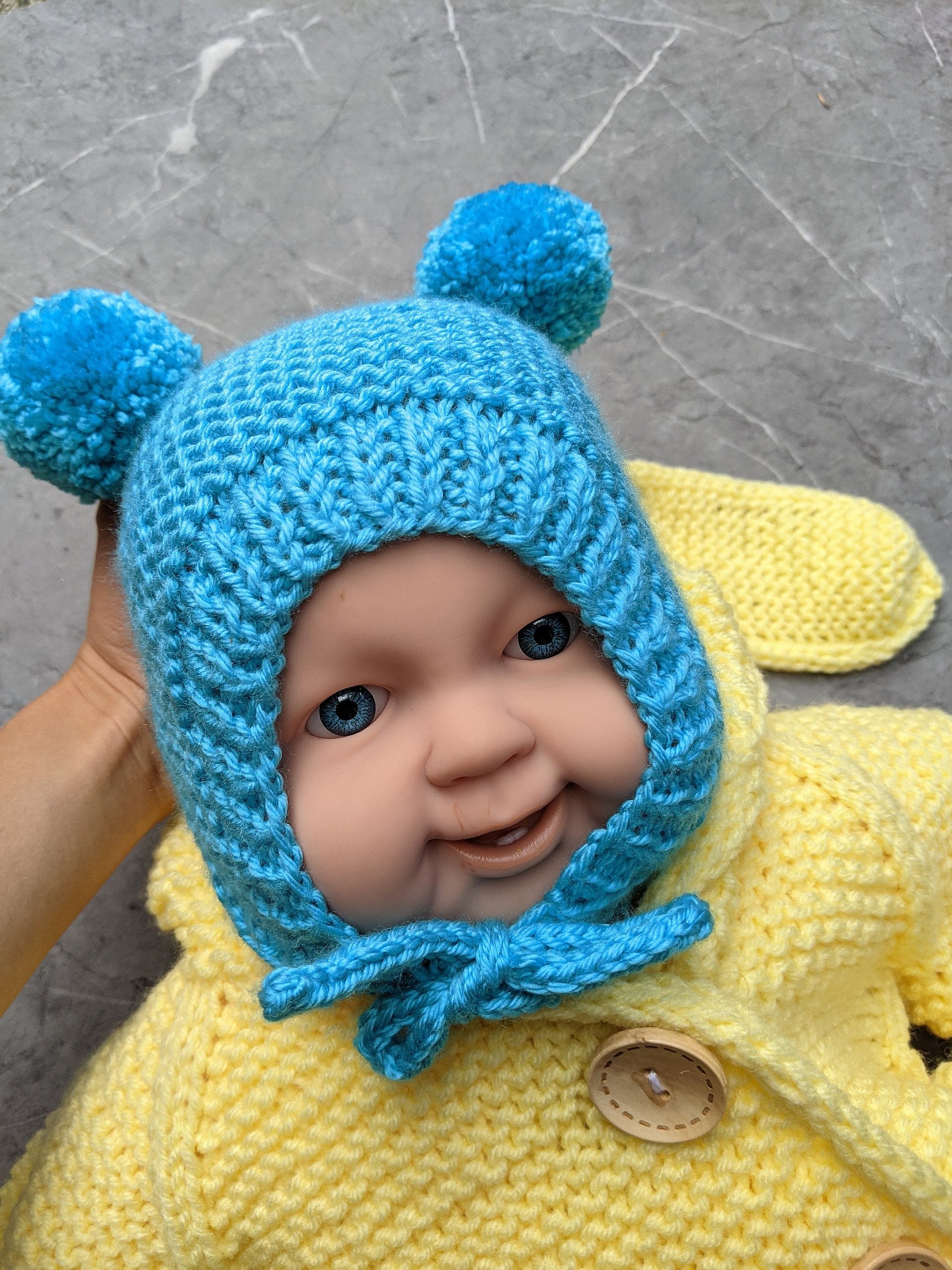 Baby Knit Bonnet Pattern with Chin Straps product image (3)