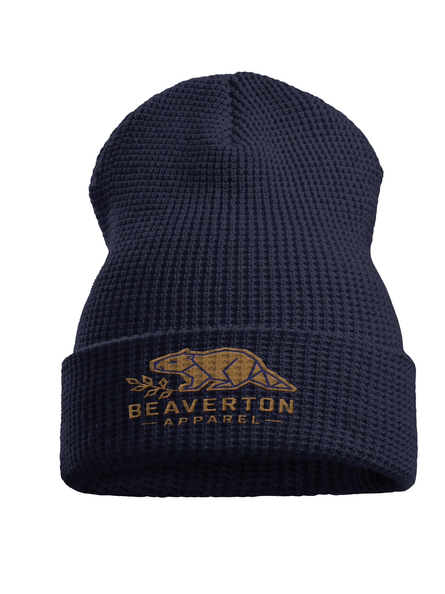Beaverton Waffle Knit Beanie — Old Gold/Navy product image (1)