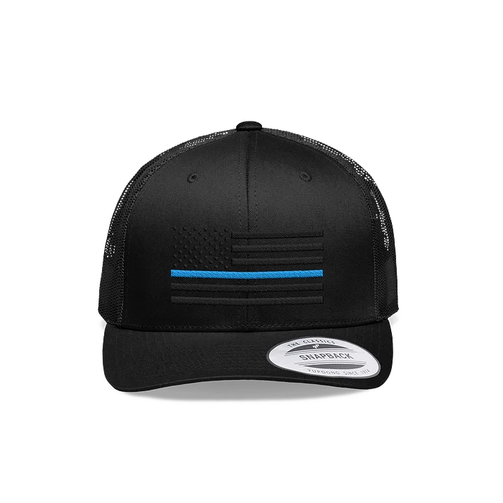 Thin Blue Line Blackout American Flag Hat product image (1)